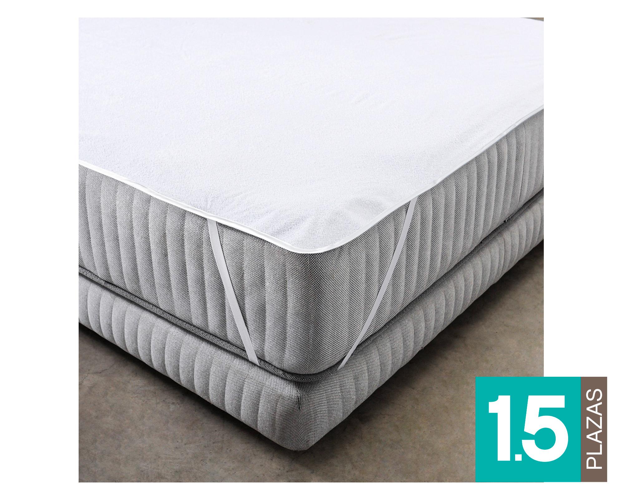 Cubrecolchón Terry Waterproof blanco 1.5 plazas-0