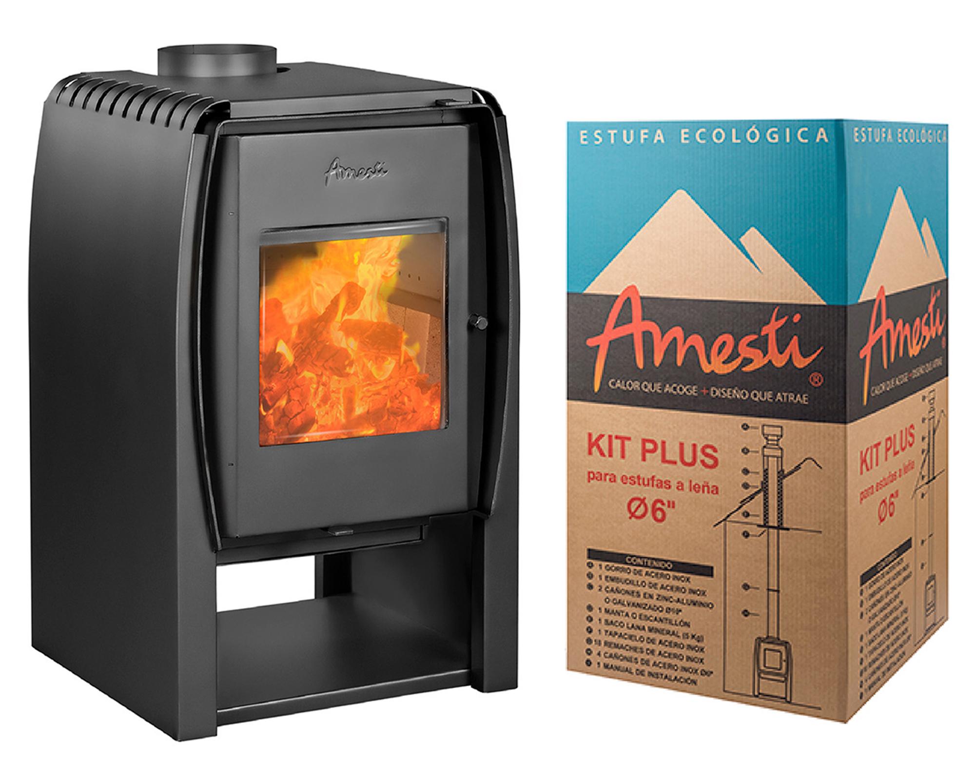 Estufa a leña Nordic 360 9 kW + kit Plus 6"-0