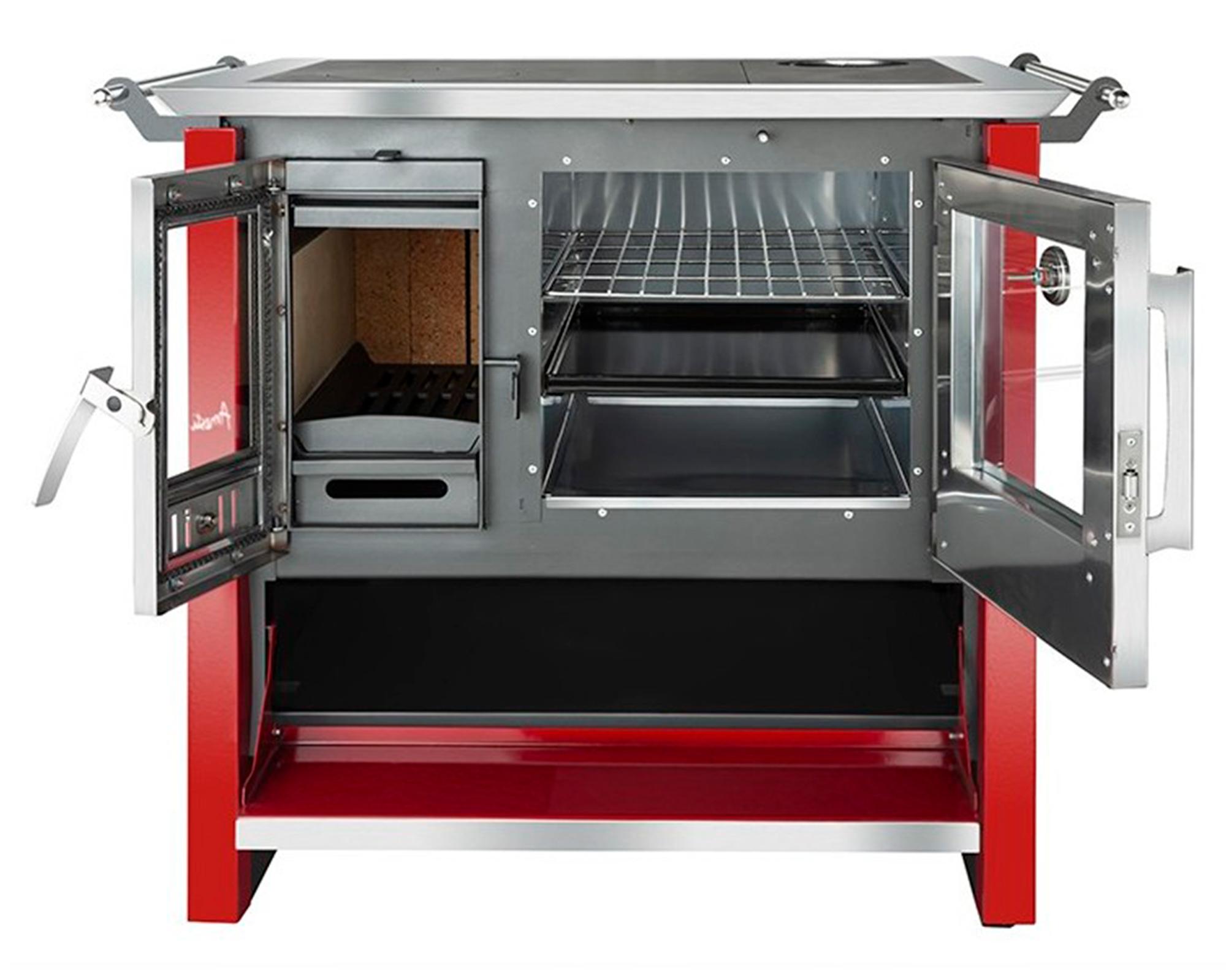 Cocina a leña Allegra rojo 9 kW + kit Plus 5"-2