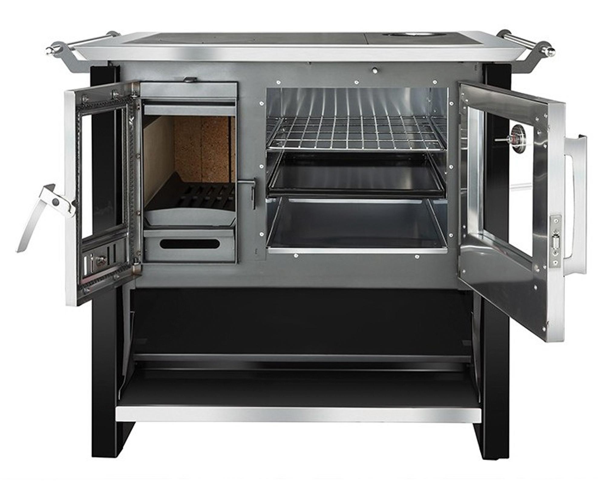 Cocina a leña Allegra negro 9 kW + kit Plus 5"-2