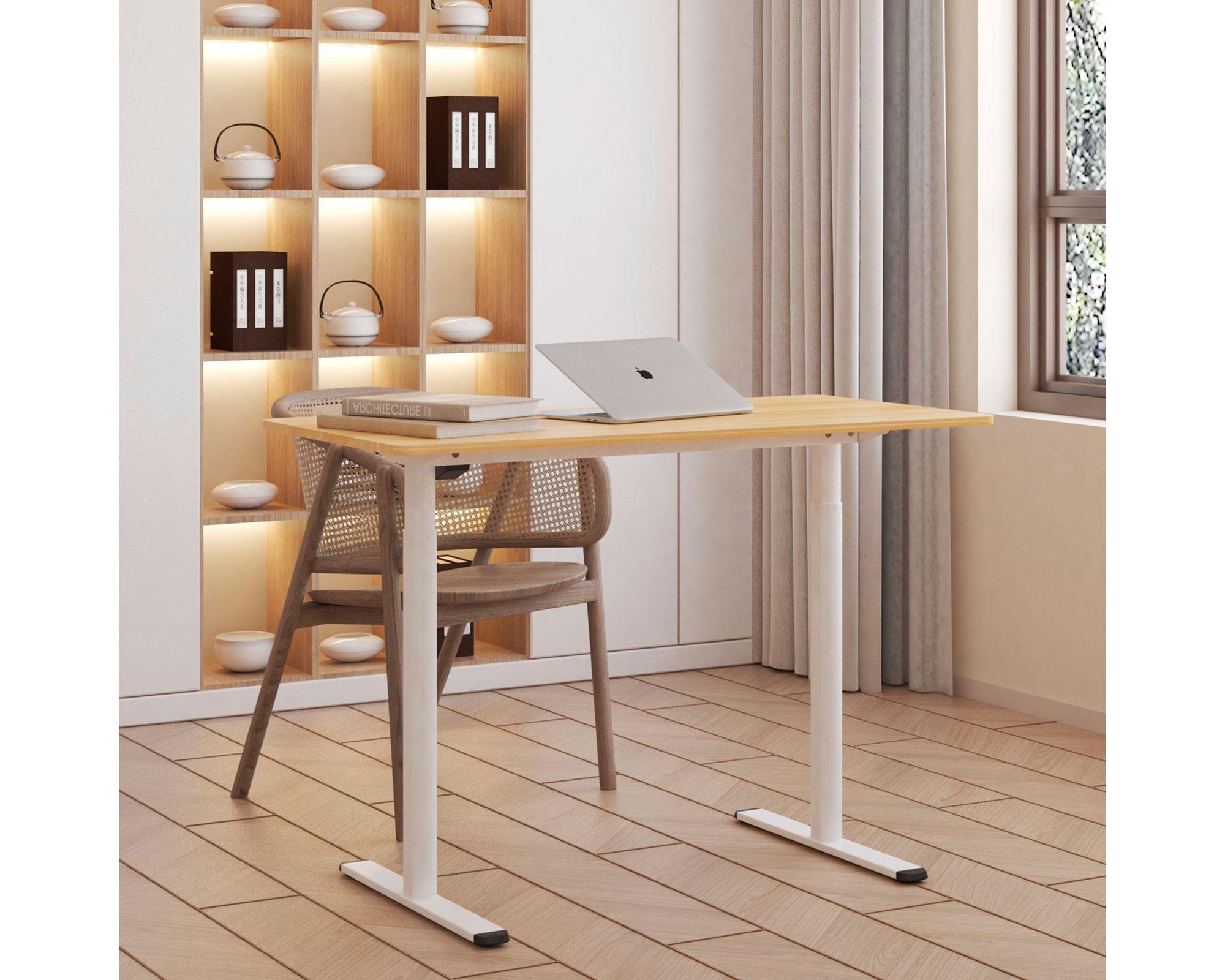 Escritorio Orion eléctrico natural/blanco 118x120x60 cm-4