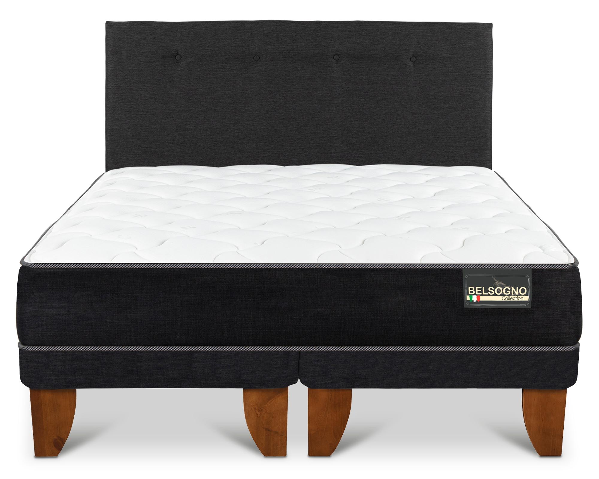 Cama europea Belsogno Plus 2 plazas base dividida + respaldo Black-0