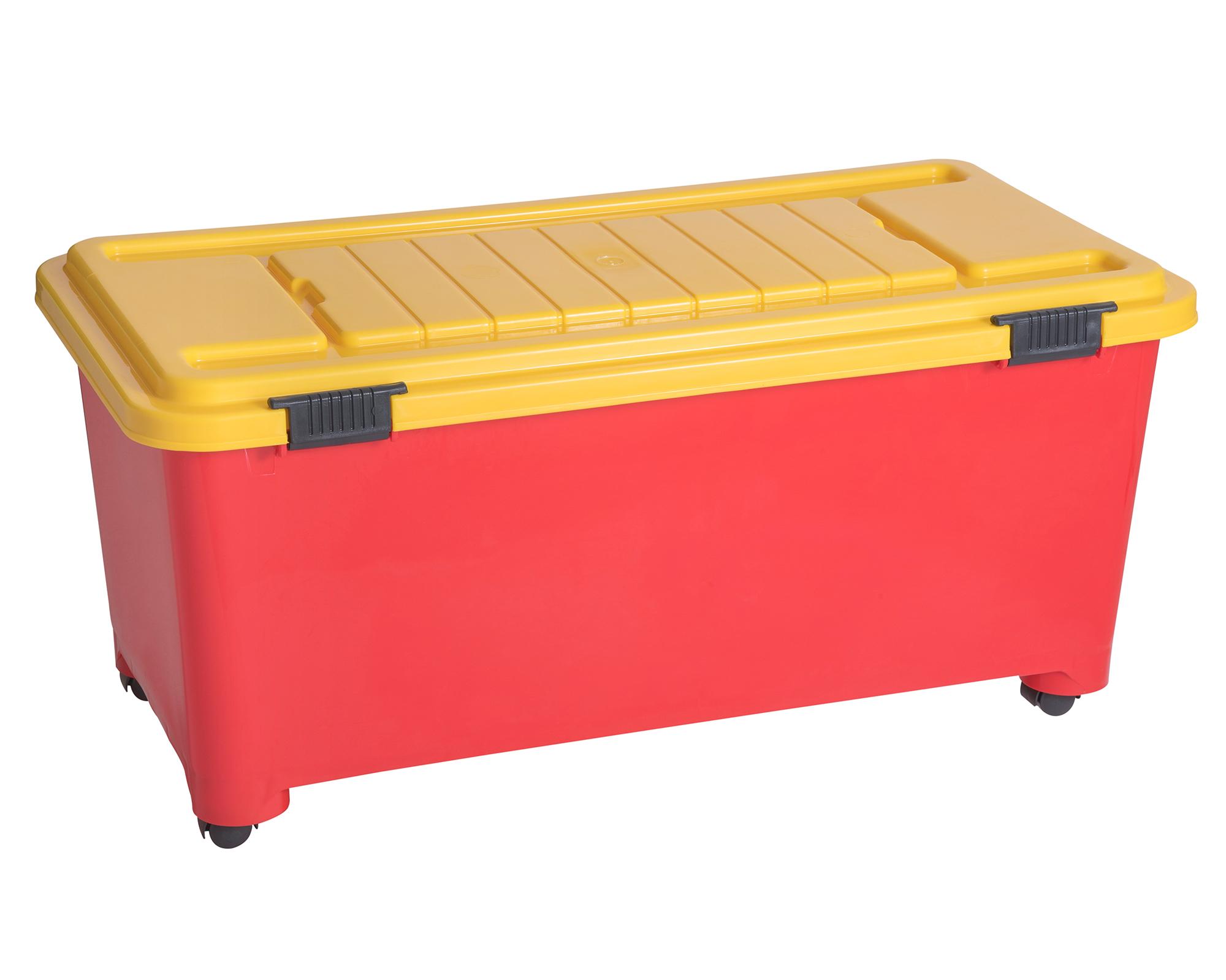 Caja organizadora con ruedas 70 lt rojo/amarillo-0