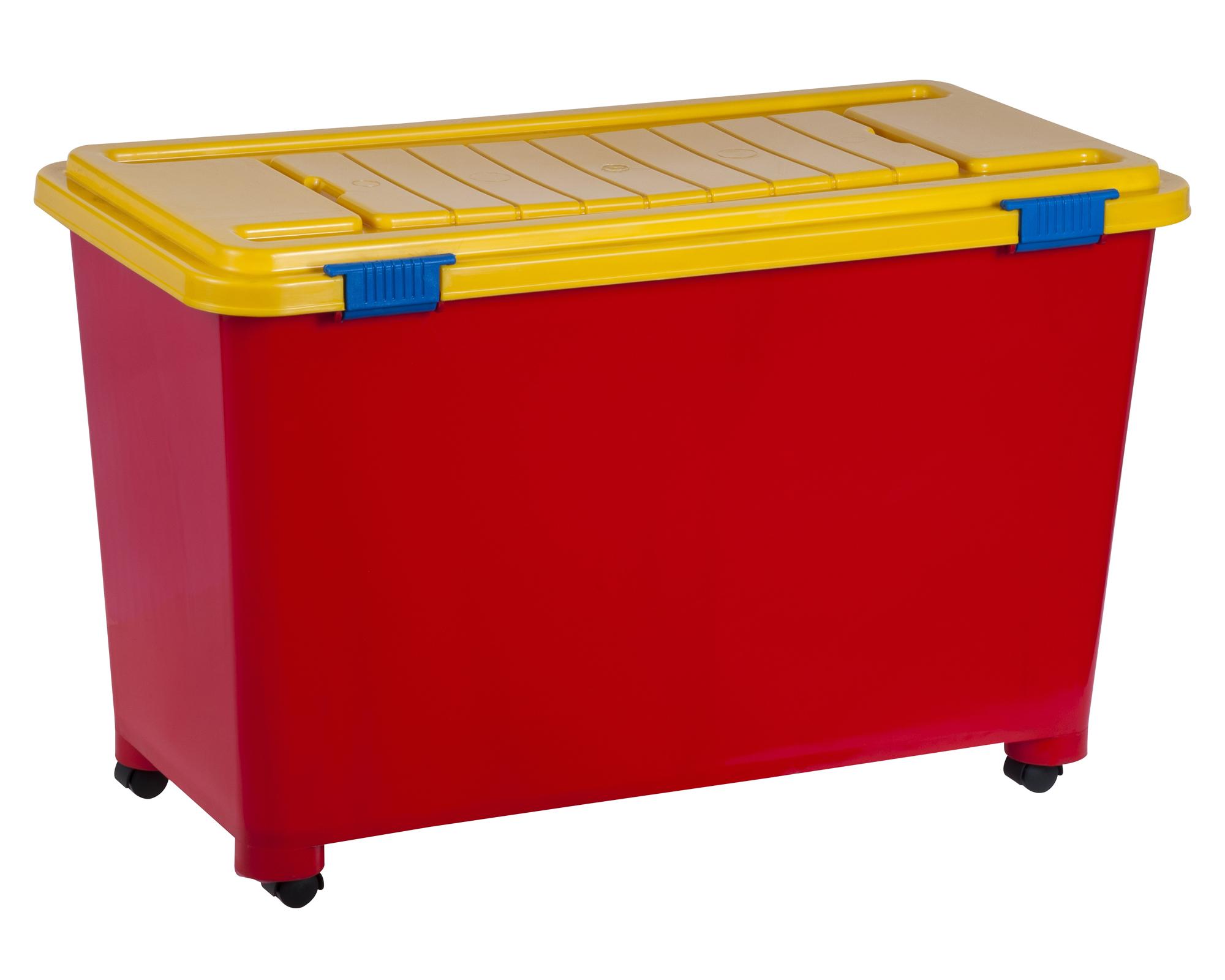 Caja organizadora con ruedas rojo/amarillo 100 lt-0