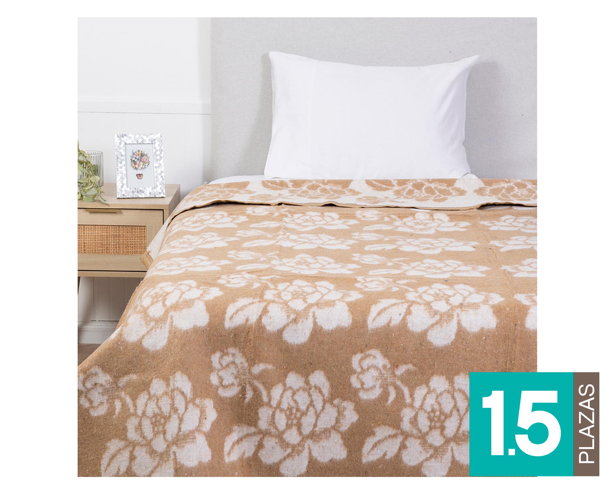 Frazada térmica Noruega Floral beige 1.5 plazas-0
