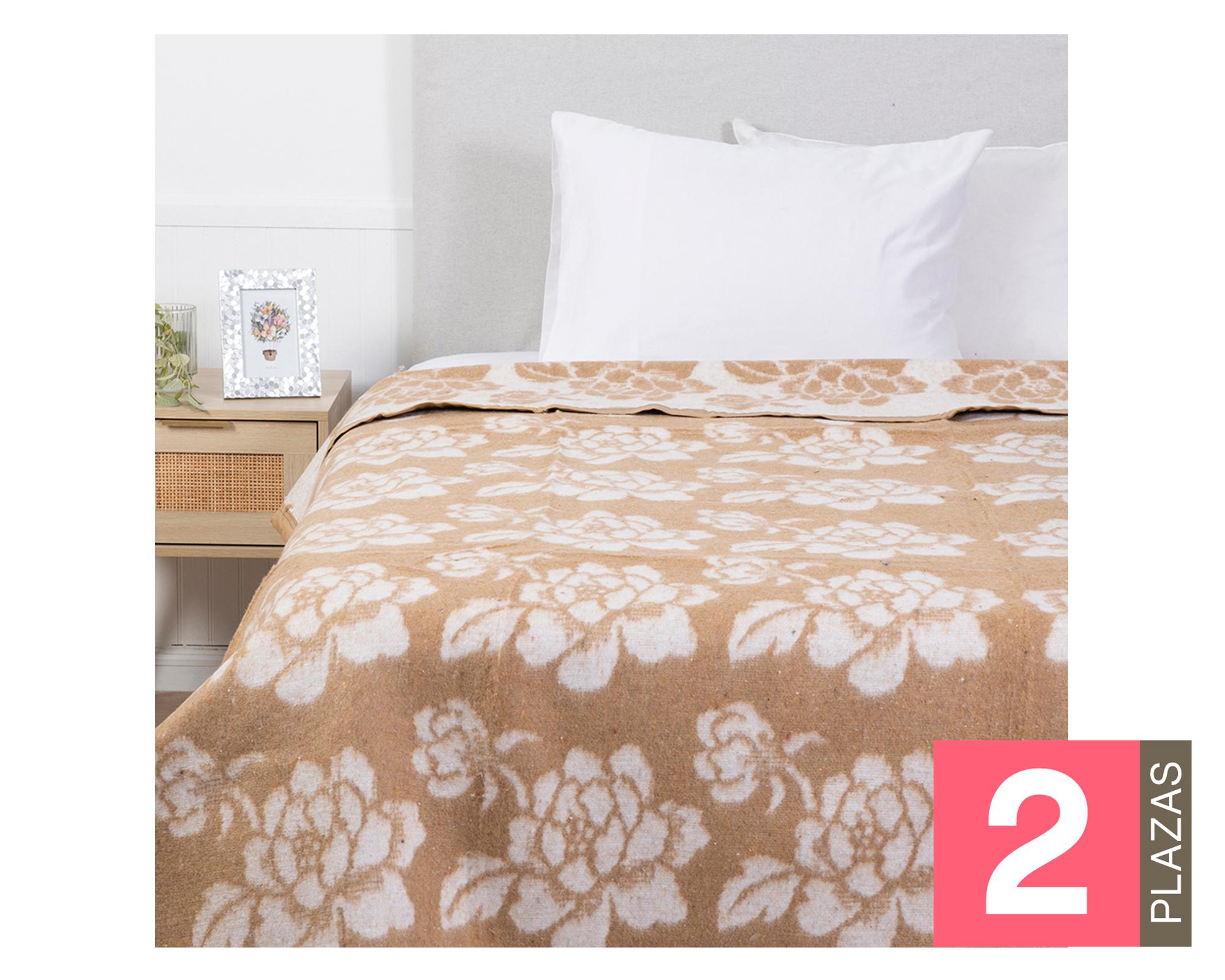 Frazada térmica Noruega Floral beige 2 plazas-0