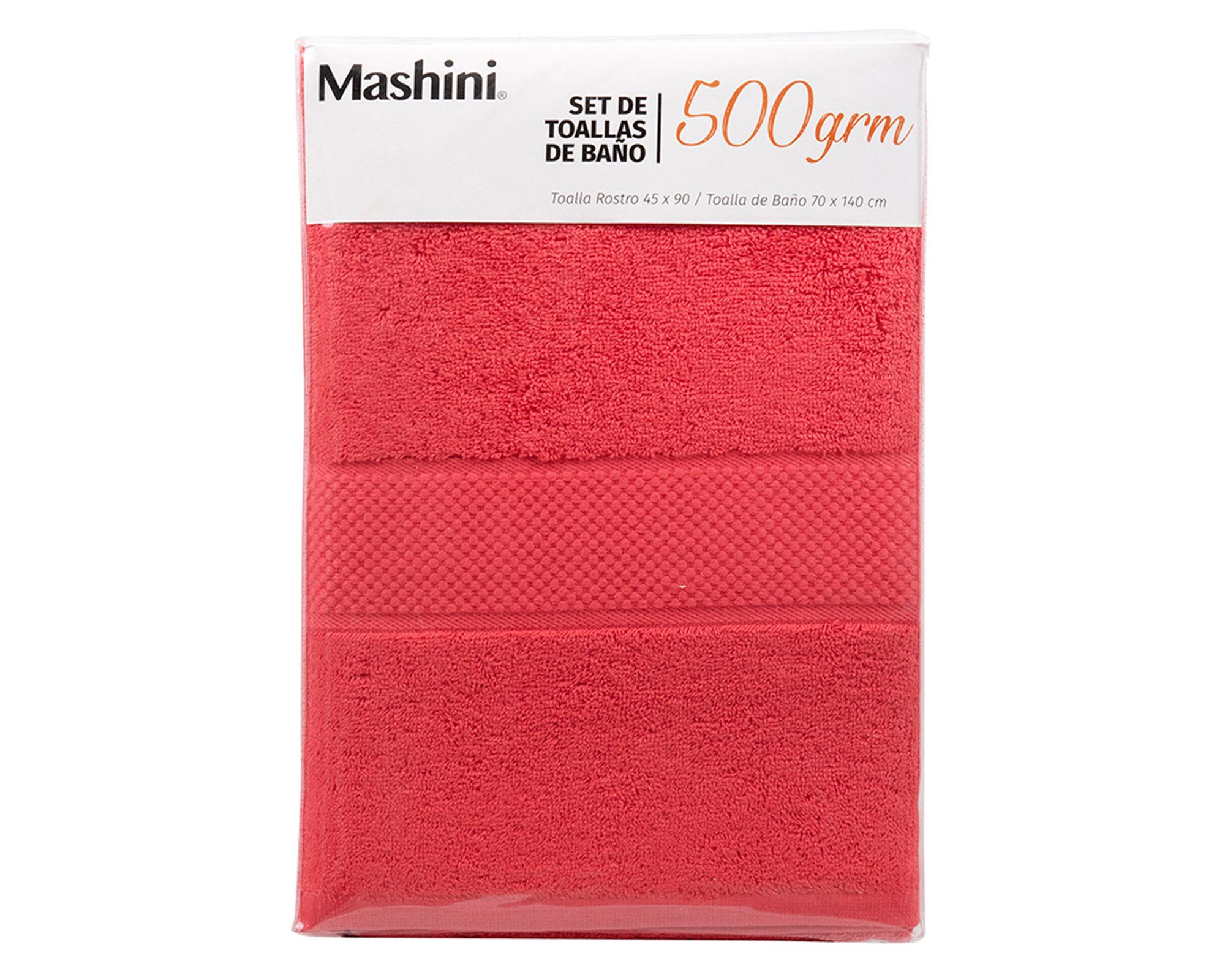 Set toalla mediana 45x90 cm + Toalla grande 70x140 cm rojo-1