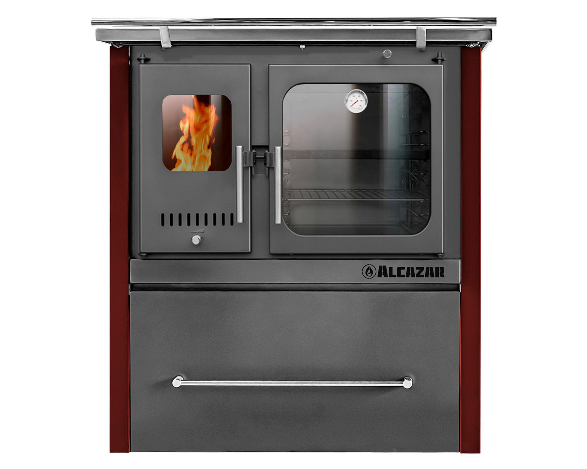 Cocina a leña Europea M80 burdeo/gris 1 quemador-0