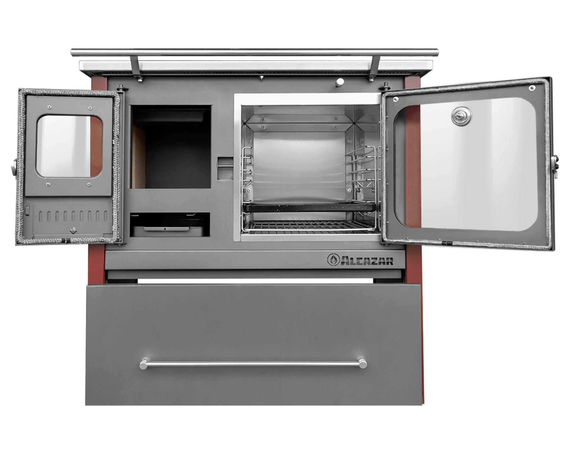 Cocina a leña Europea M70 burdeo/gris 1 quemador-1