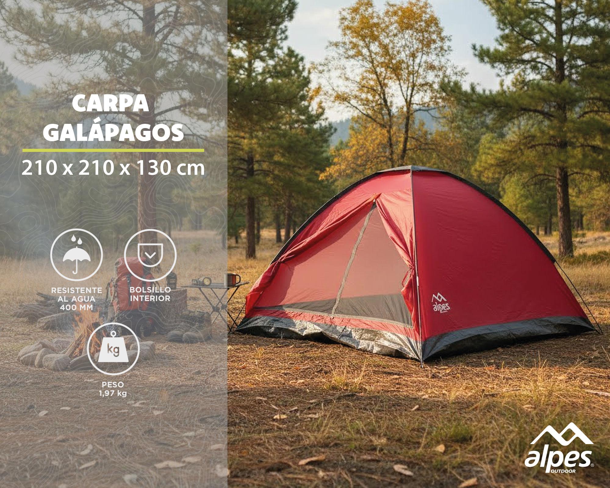 Carpa dome Galápagos 130x210x210 cm 4 personas rojo-7