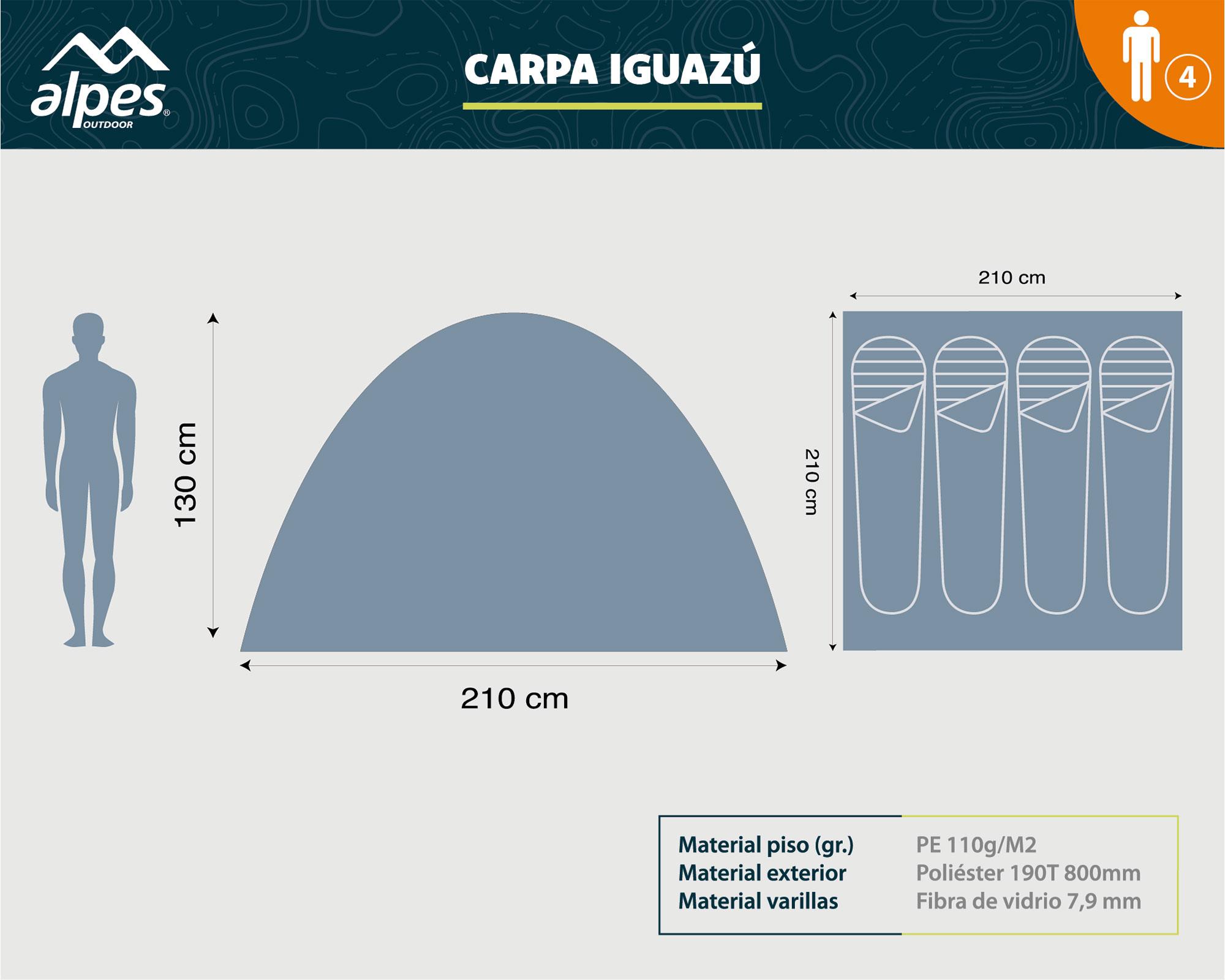 Carpa Iguazú 130x210x210 cm 4 personas-7