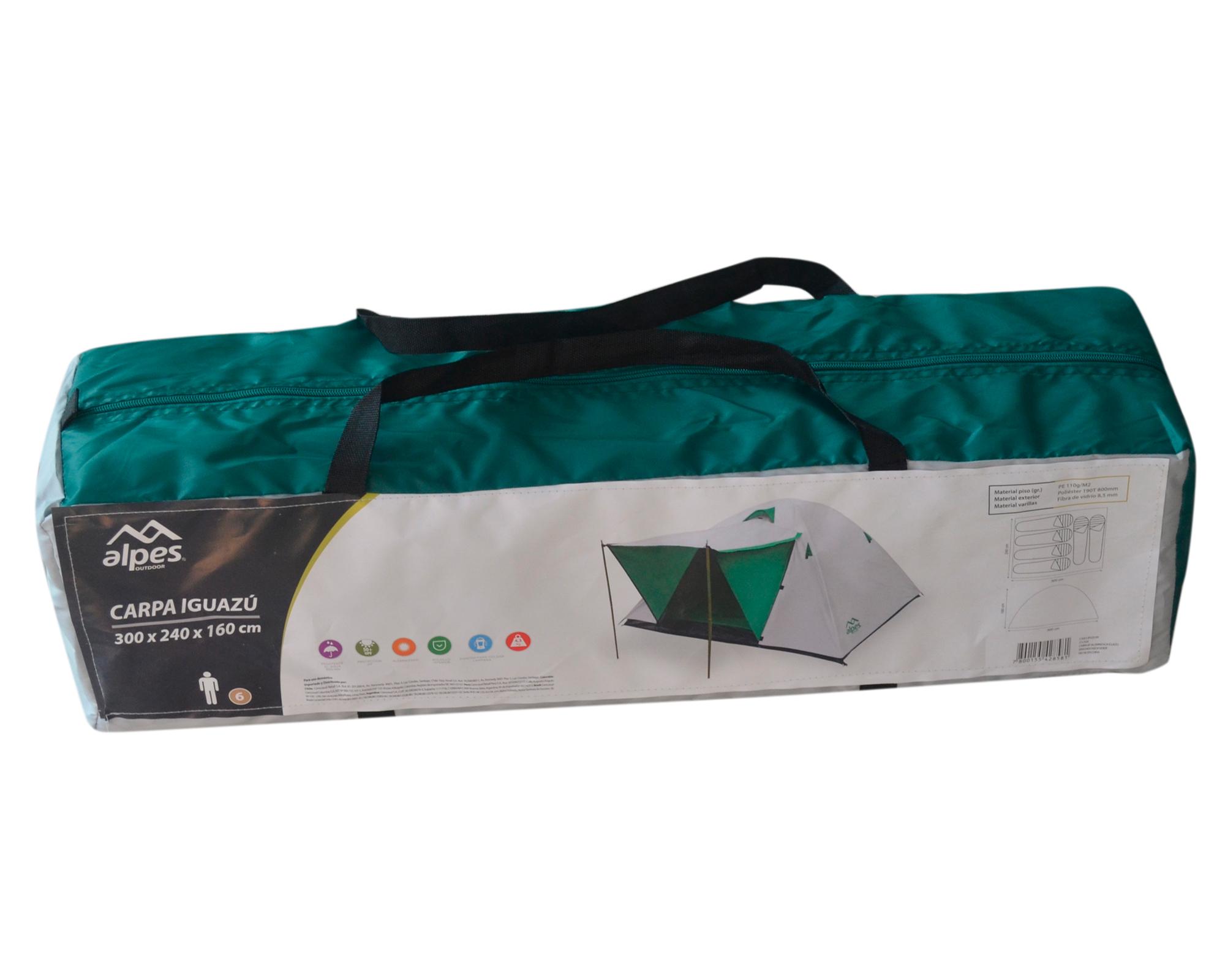 Carpa Iguazú aluminizada/verde 160x300x240 cm 6 personas-4
