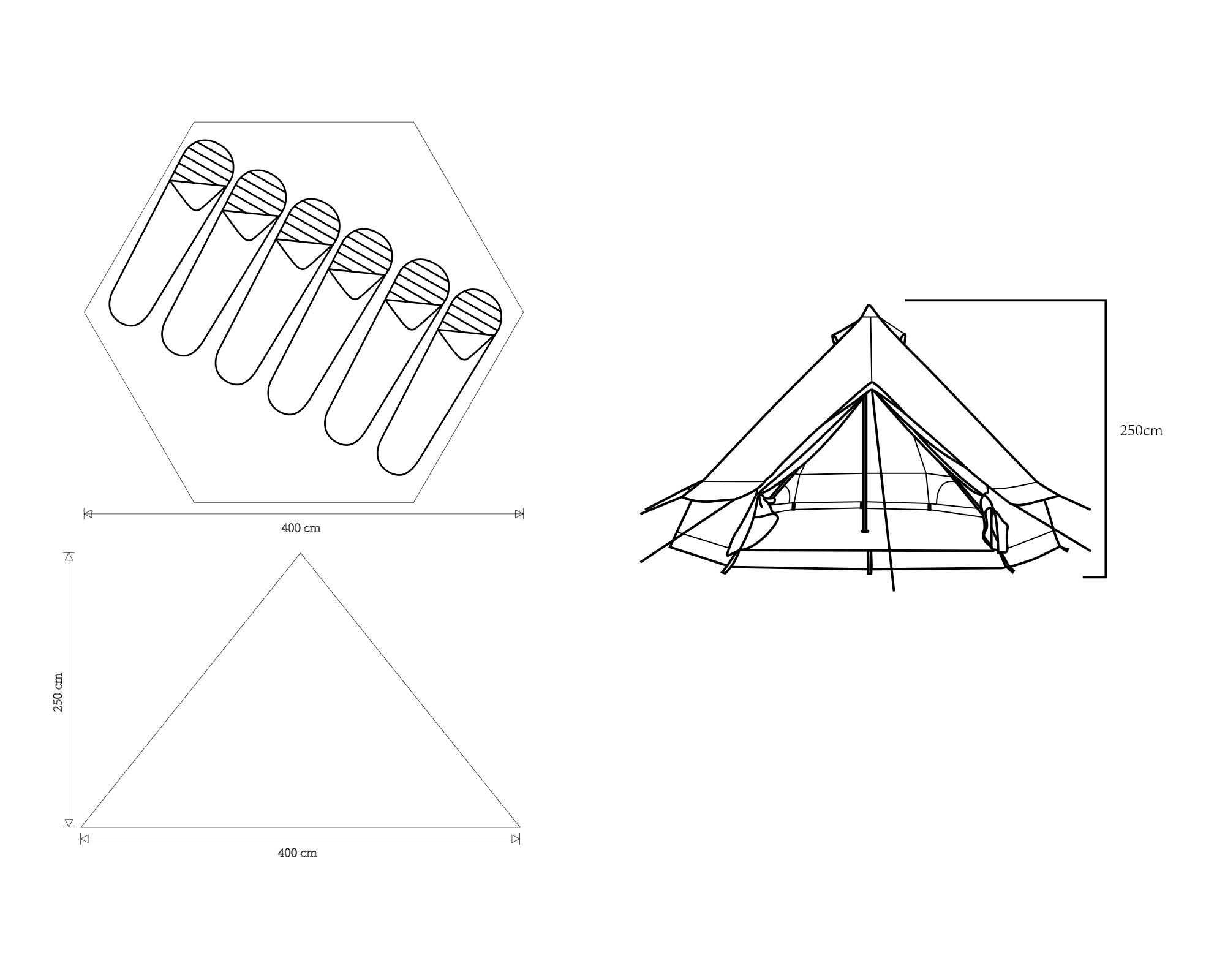 Carpa Glamping 250x400x400 cm 6 personas-1