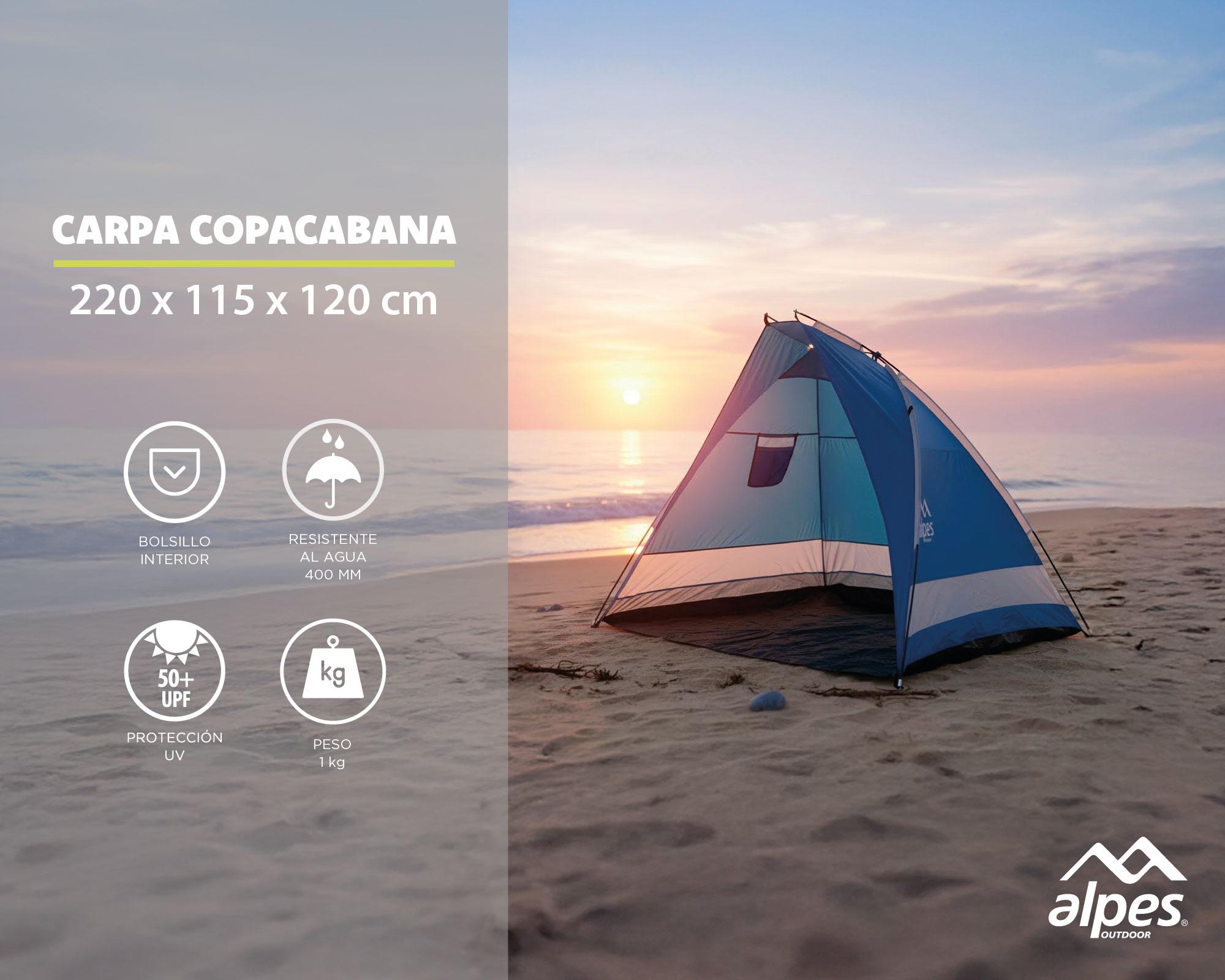 Carpa playa Copacabana azul 120x220x115 cm 2 personas-7