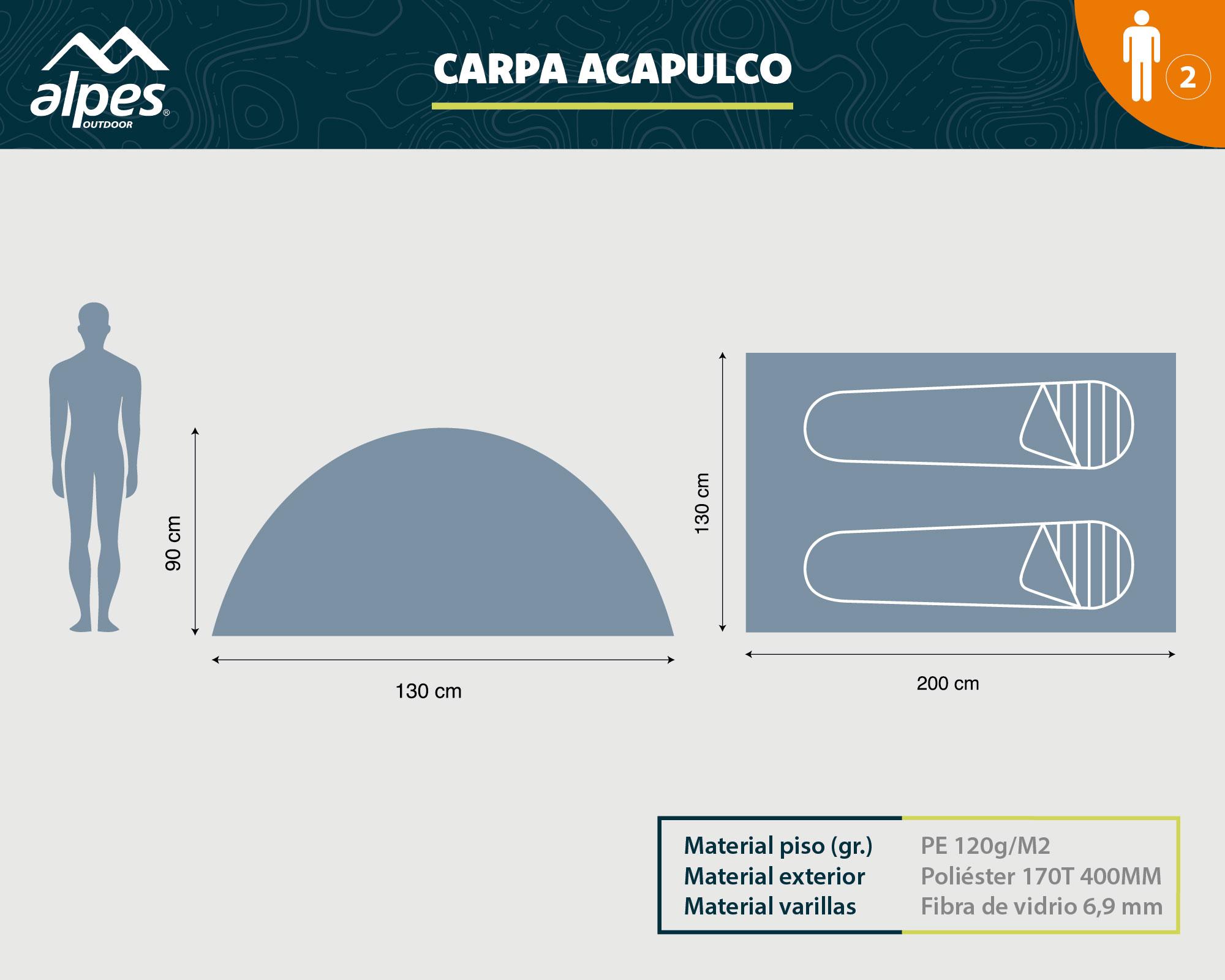 Carpa playa Acapulco verde 90x200x130 cm 2 personas-7