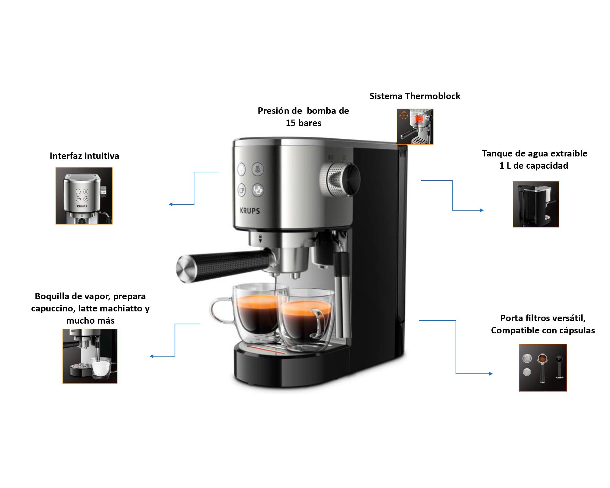 Cafetera Espresso Virtuoso gris 1 lt-2
