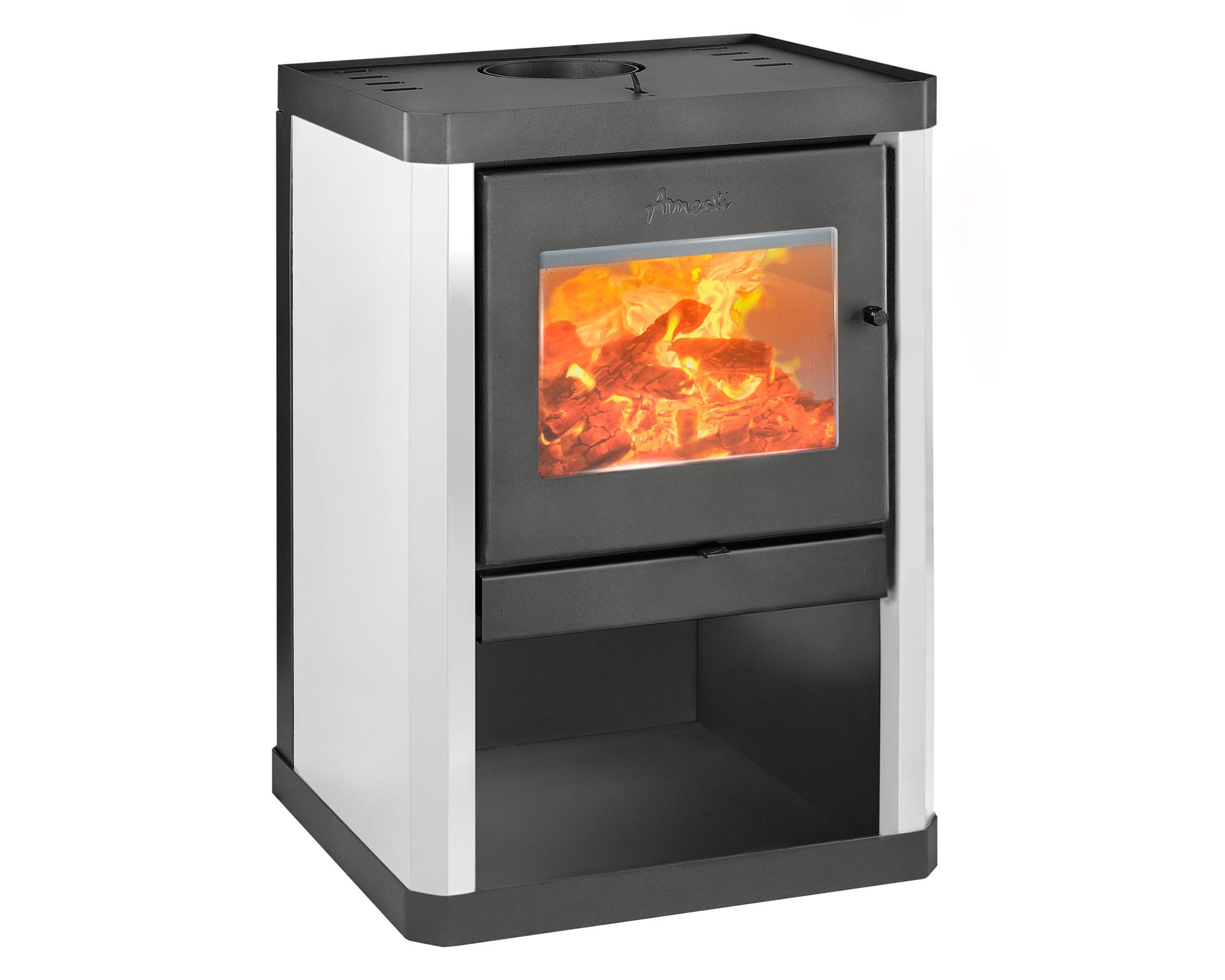 Estufa a leña Classic 400 blanco 10 kW + kit de instalación 6"-1