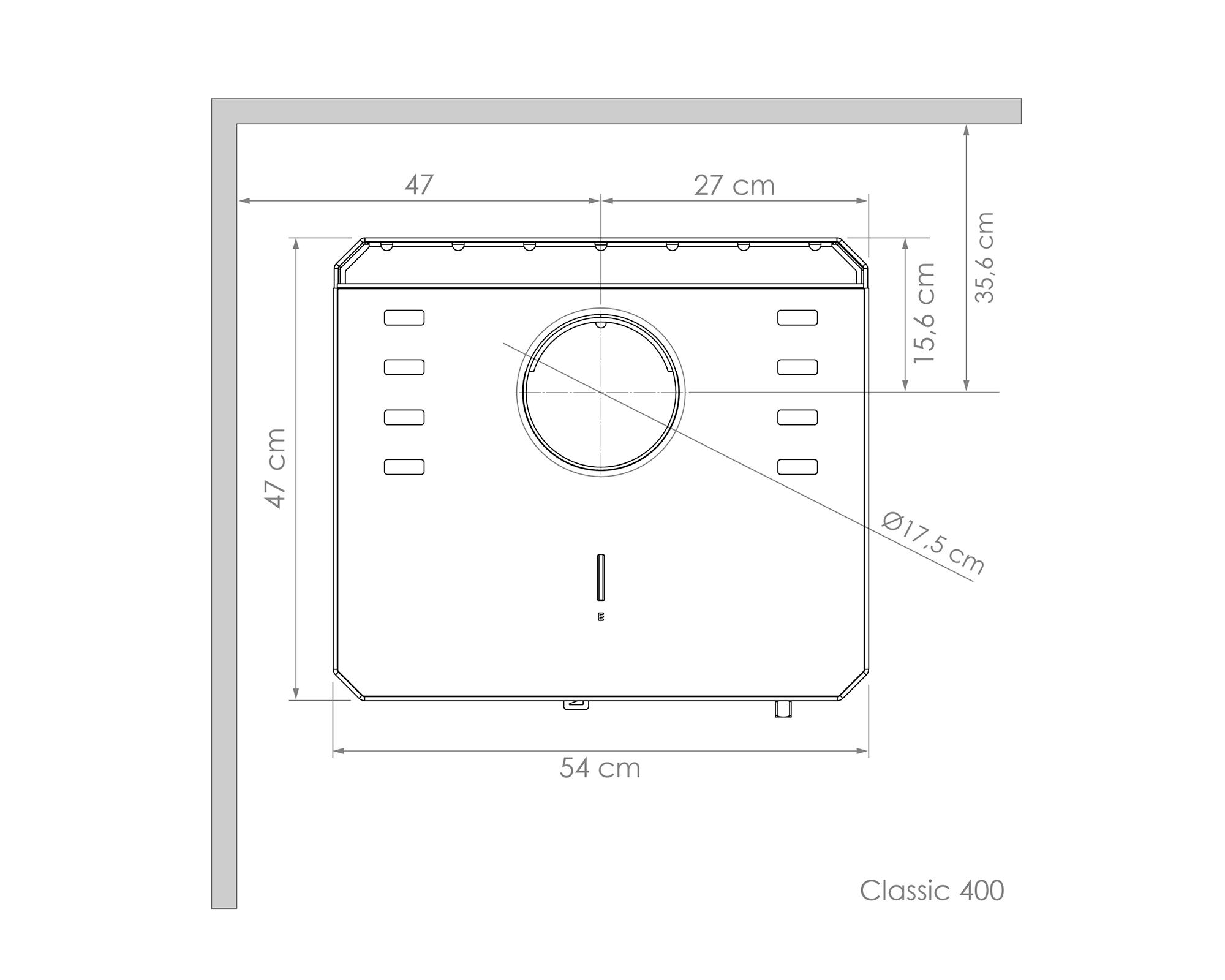 Estufa a leña Classic 400 negro 10 kW + kit de instalación 6"-3