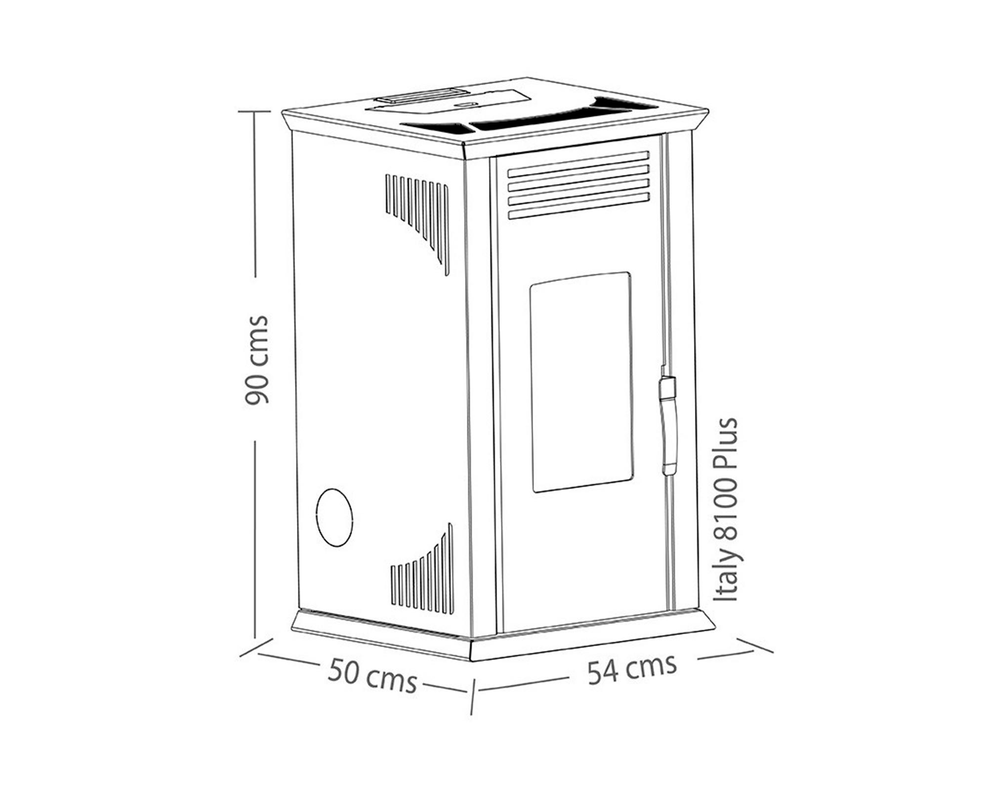 Estufa pellet Italy 8100 charcoal + kit instalación muro-2