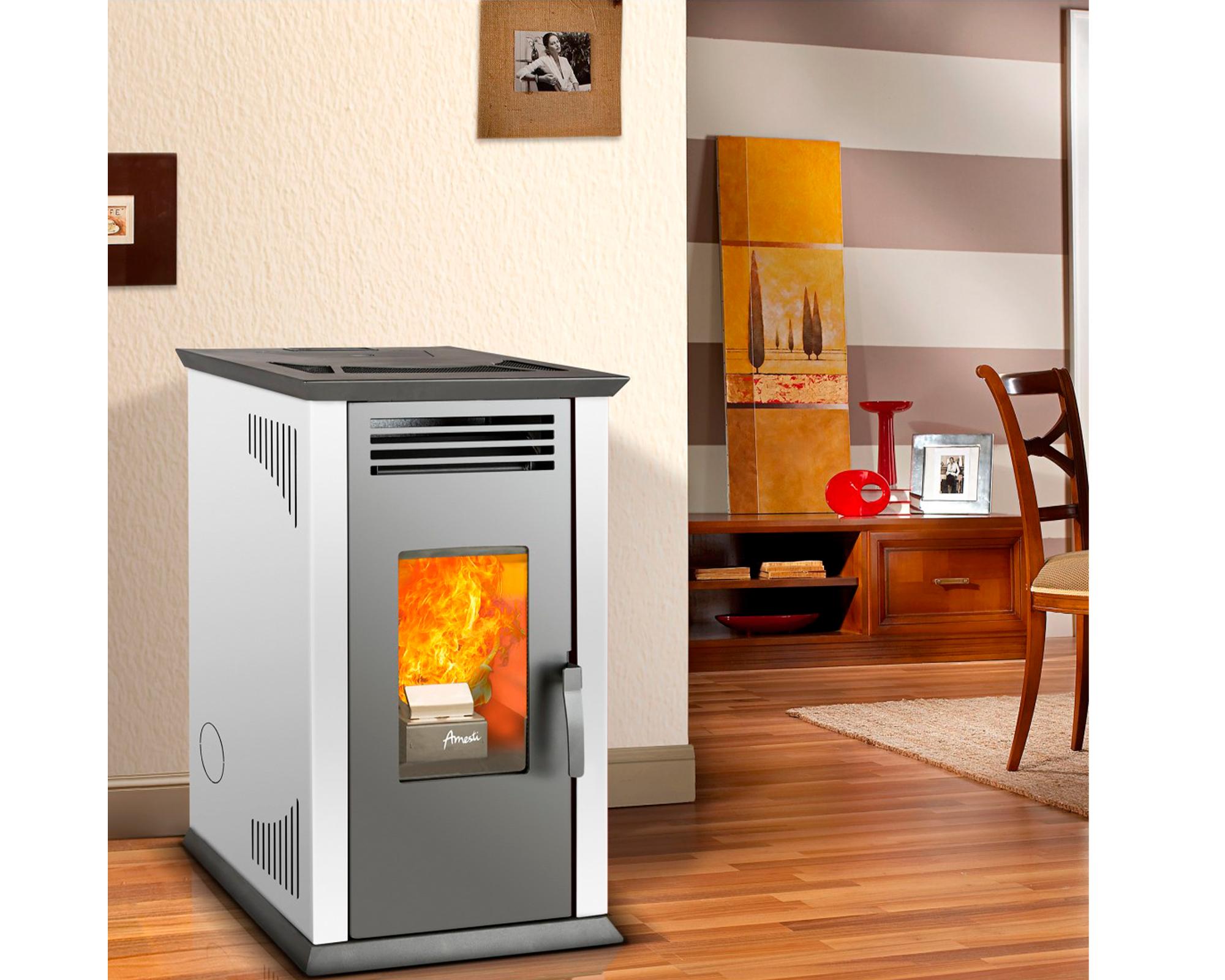 Estufa a pellet Italy 8100 9.2 kW blanca + kit instalación muro-1