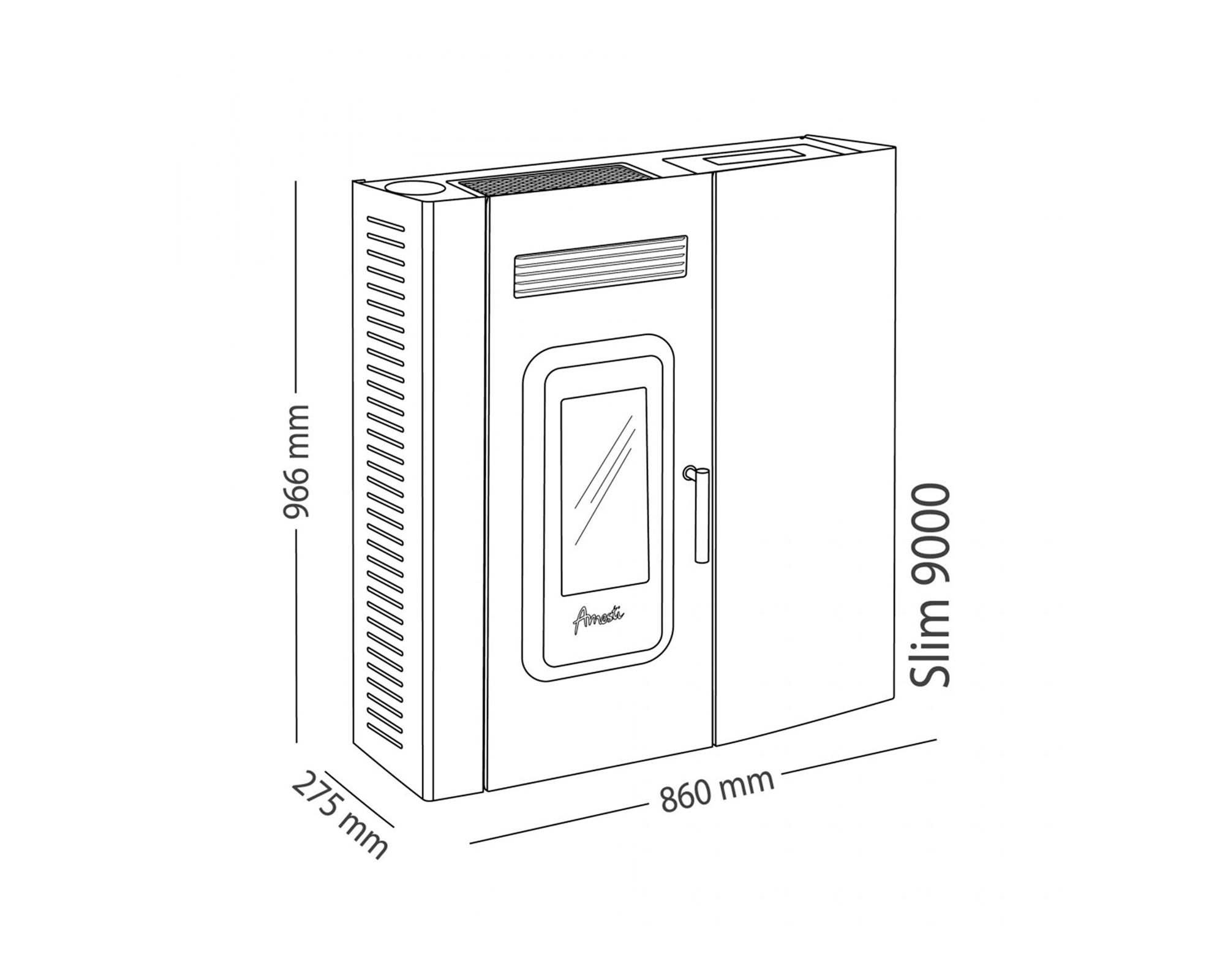 Estufa pellet Slim 9000 blanco + kit instalación muro-2