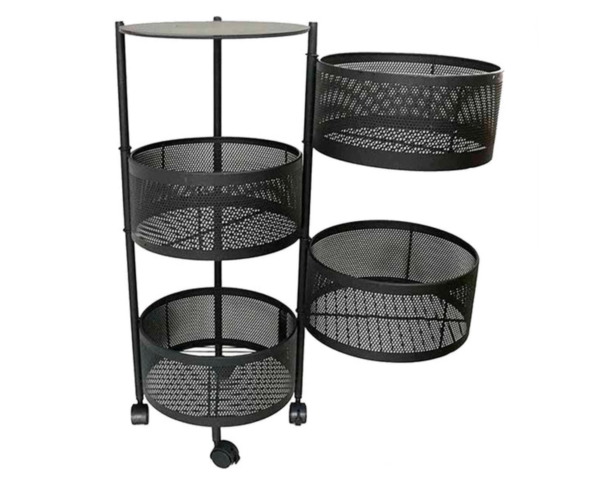 Organizador de cocina con ruedas negro 4 niveles-0