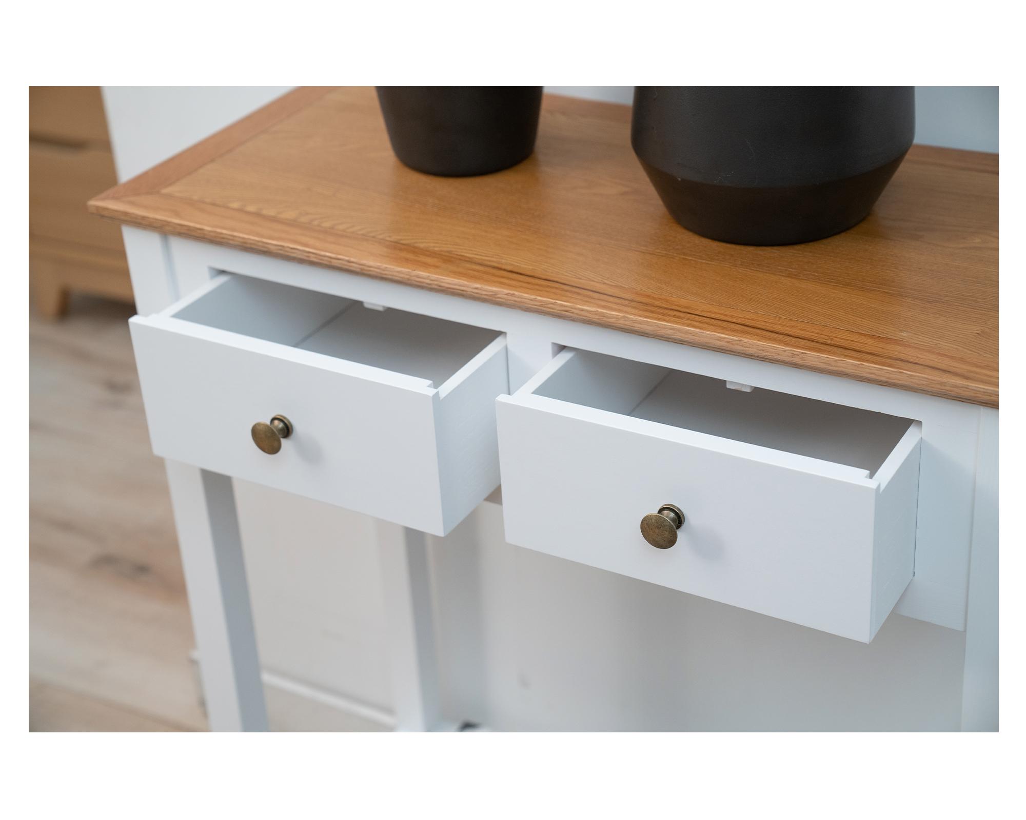 Mesa arrimo New provenzal madera/blanco 2 cajones-2