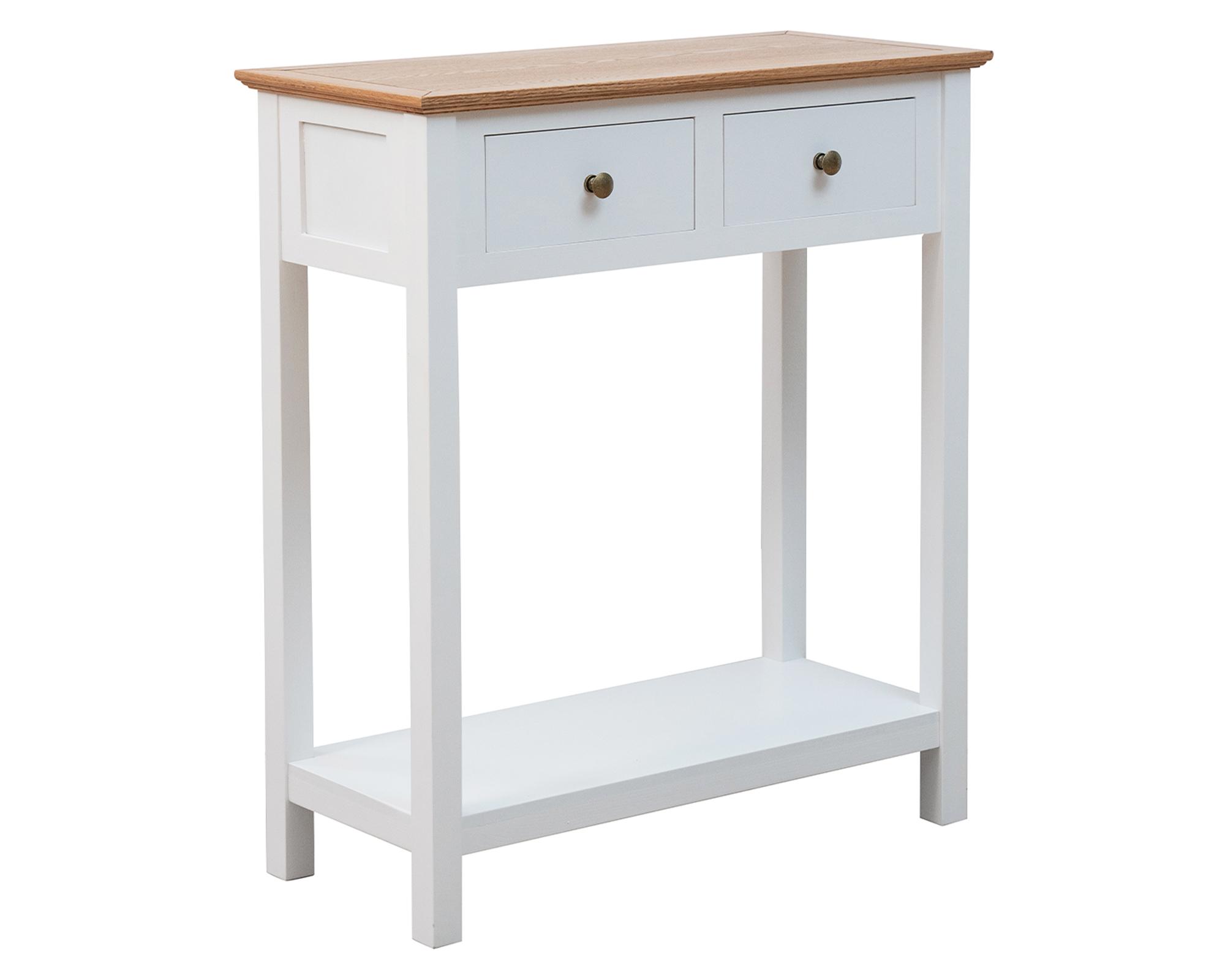 Mesa arrimo New provenzal madera/blanco 2 cajones-0