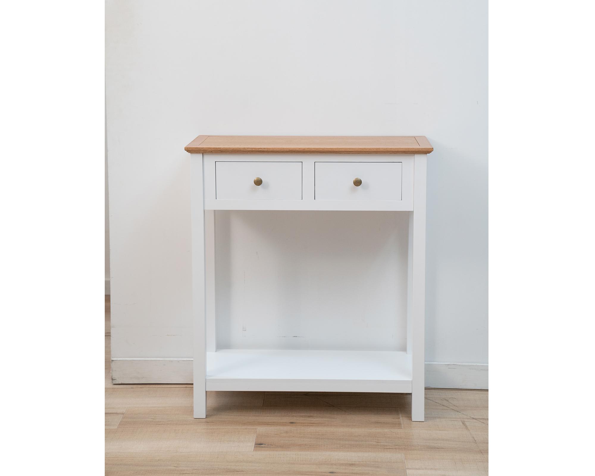 Mesa arrimo New provenzal madera/blanco 2 cajones-1