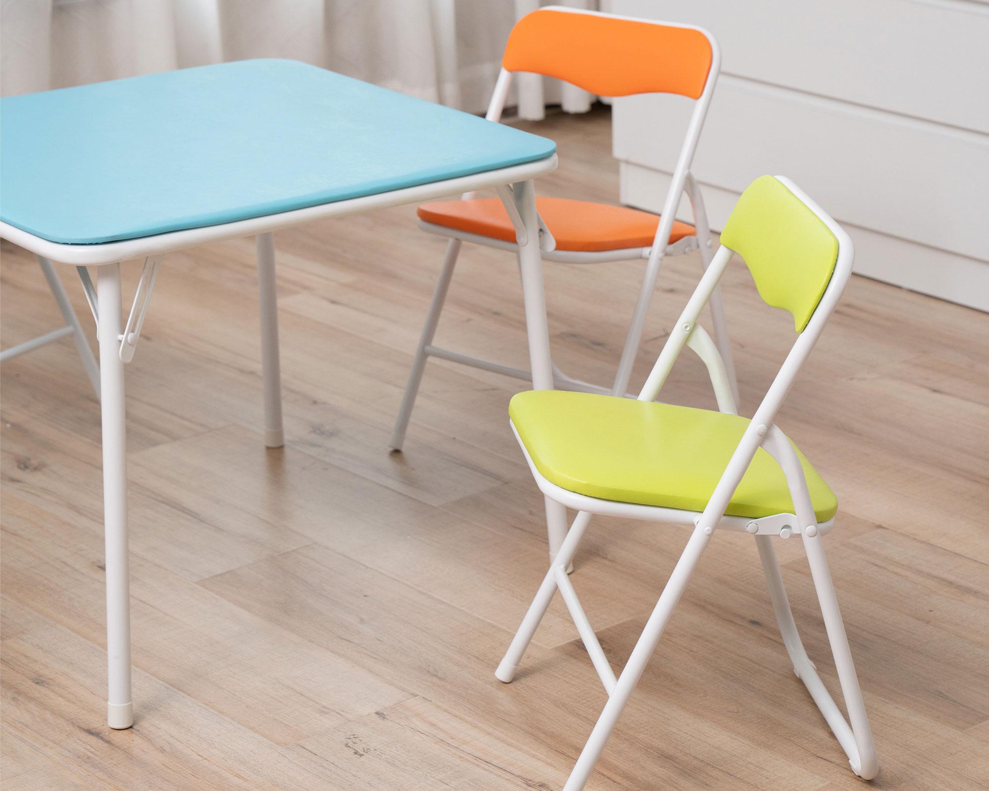 Mesa infantil + 4 sillas pasteles-3