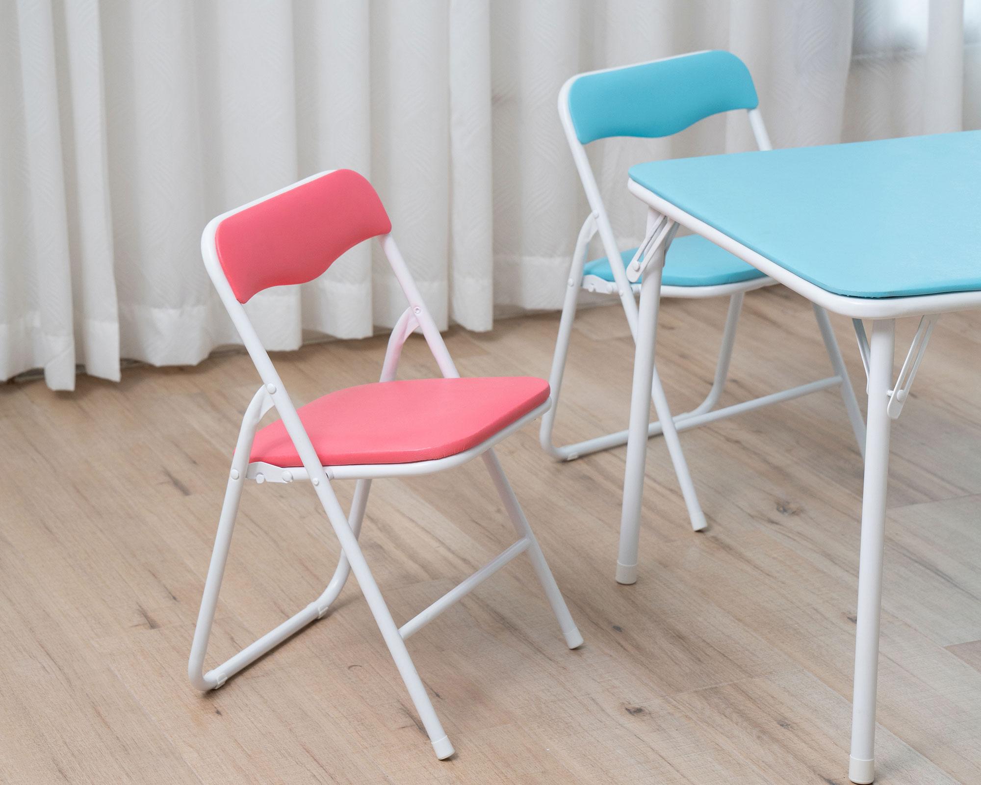 Mesa infantil + 4 sillas pasteles-2
