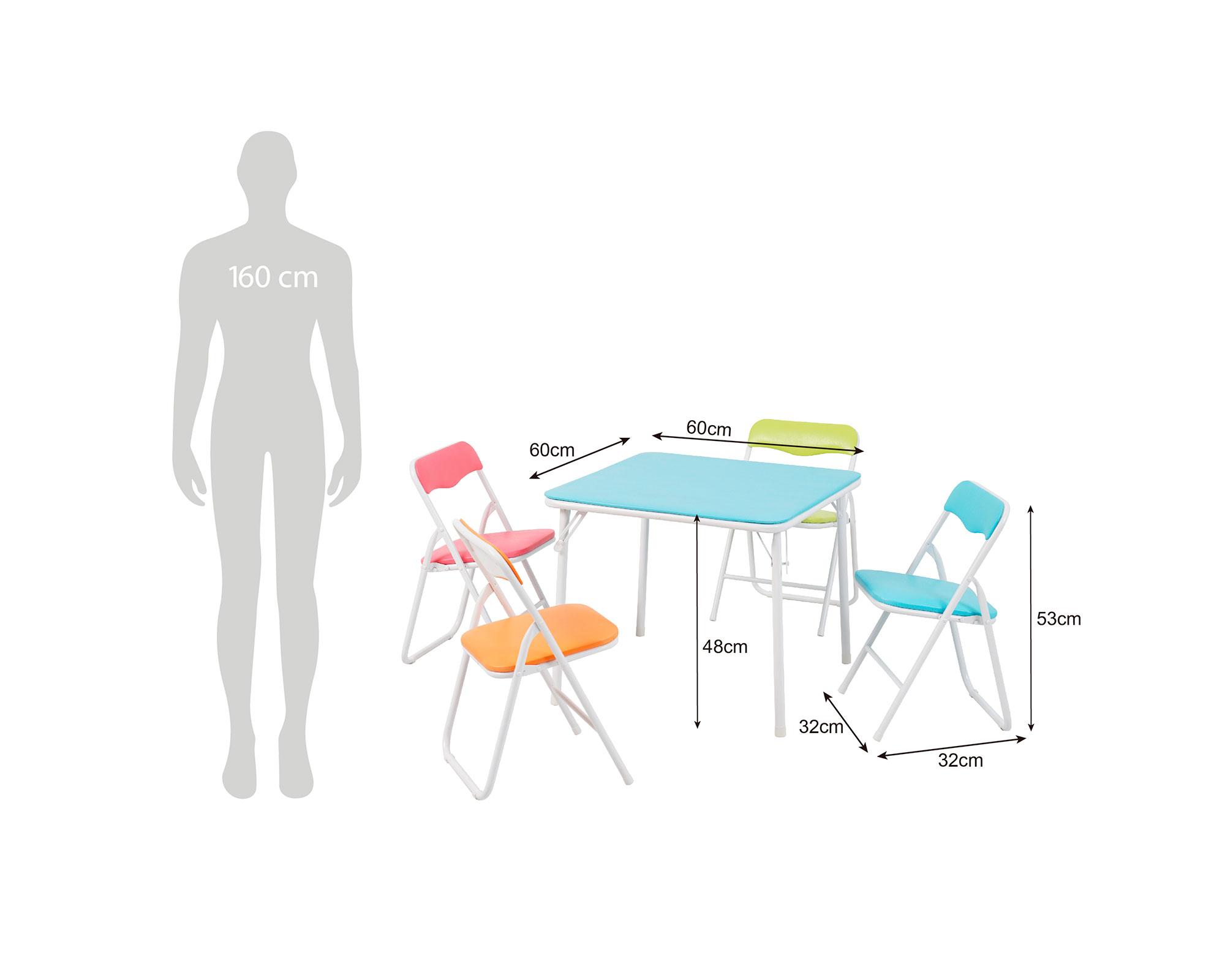 Mesa infantil + 4 sillas pasteles-5