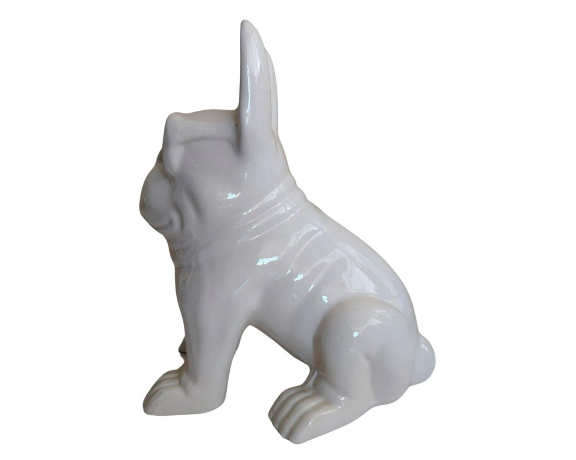 Figura decorativa Bulldog BYW blanco 26 cm-1