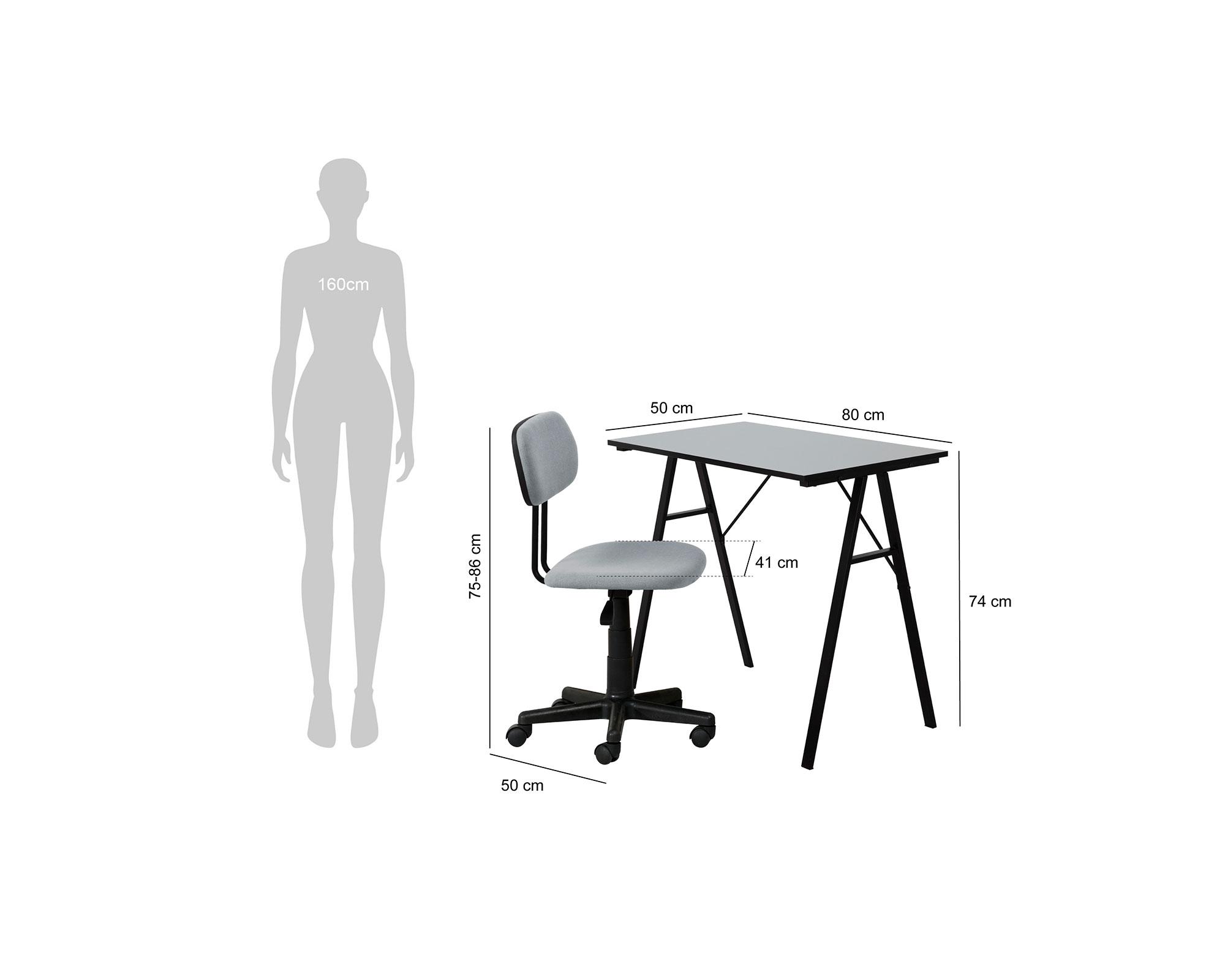 Escritorio Ada 74x80x50 cm + silla gris-9