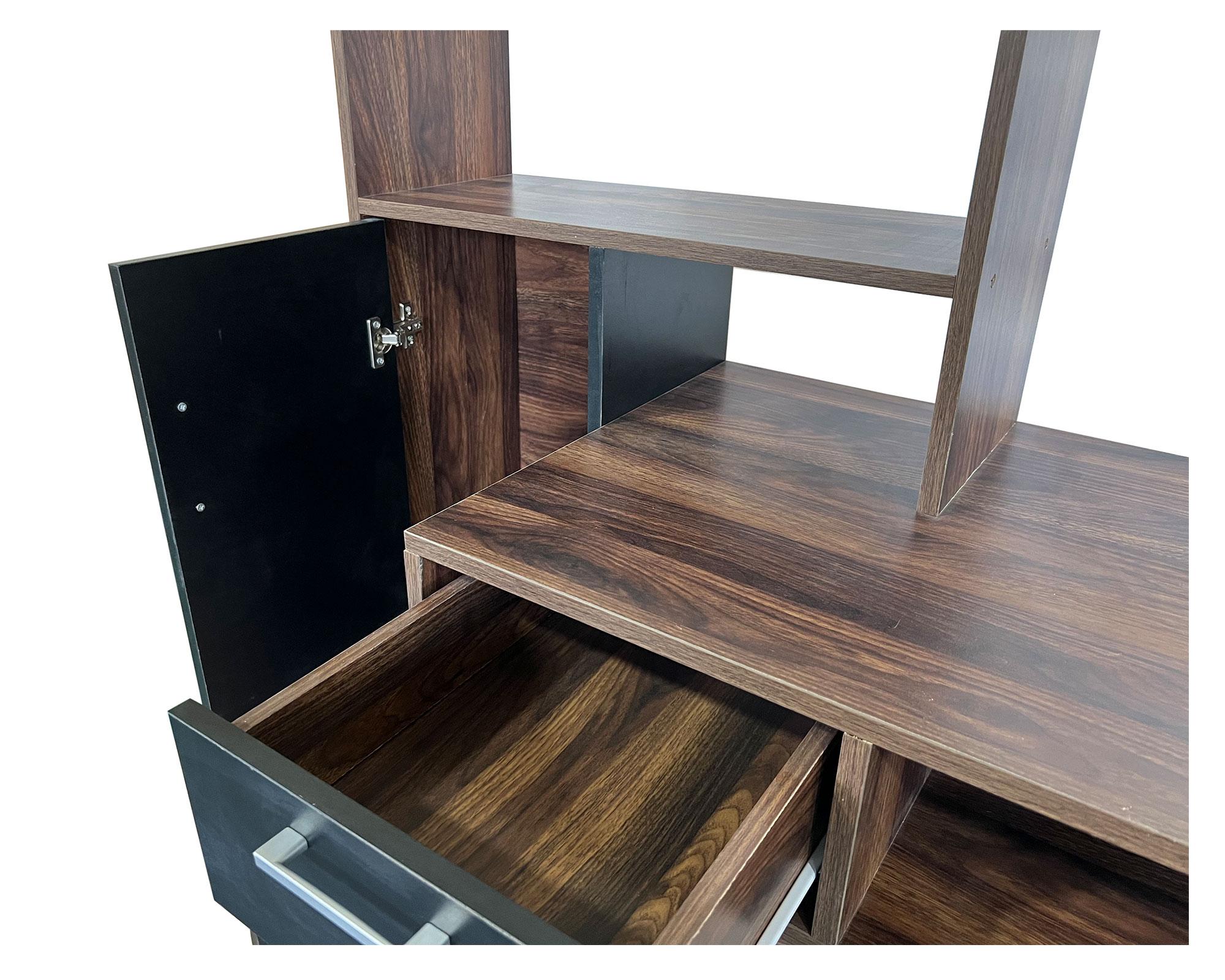 Centro trabajo walnut/negro 1 cajón 1 puerta-3