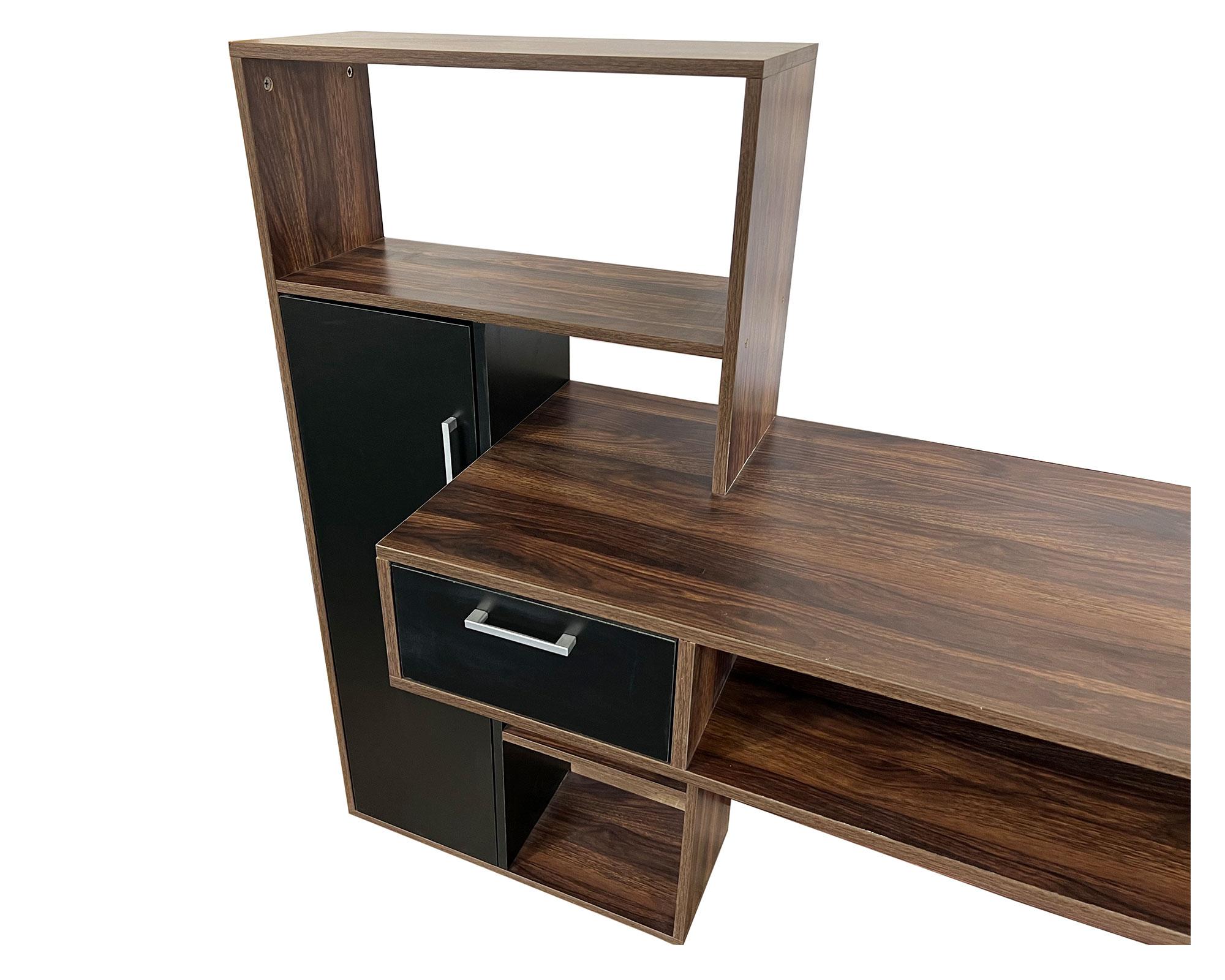 Centro trabajo walnut/negro 1 cajón 1 puerta-2