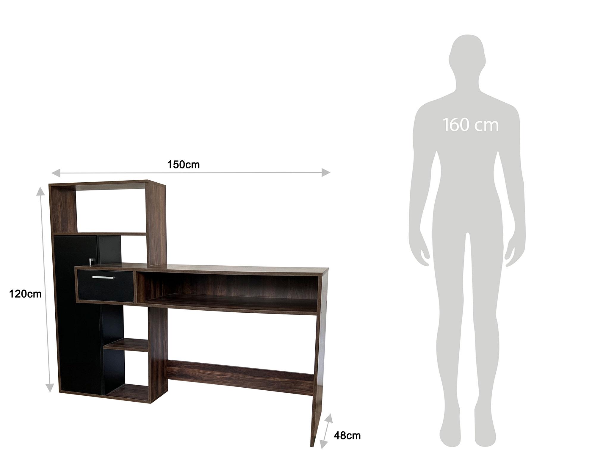 Centro trabajo walnut/negro 1 cajón 1 puerta-4
