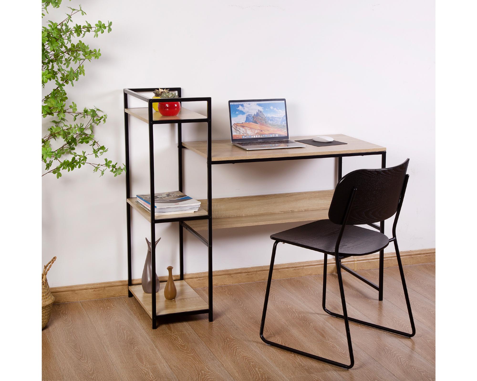 Centro trabajo Augur negro/madera 102x114x50 cm-6