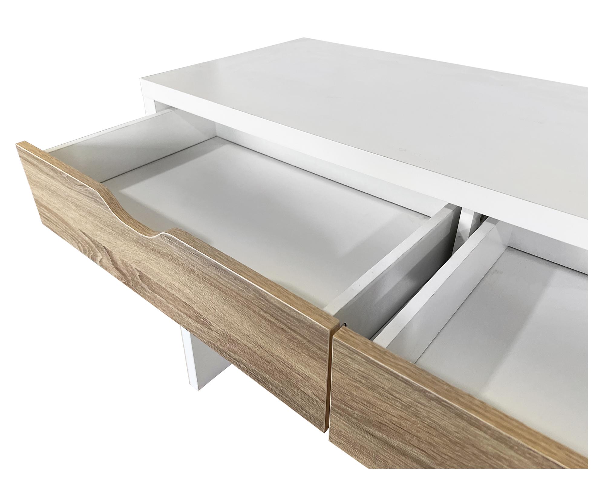 Centro trabajo 2 personas Reine blanco/natural 140x180x45 cm-5