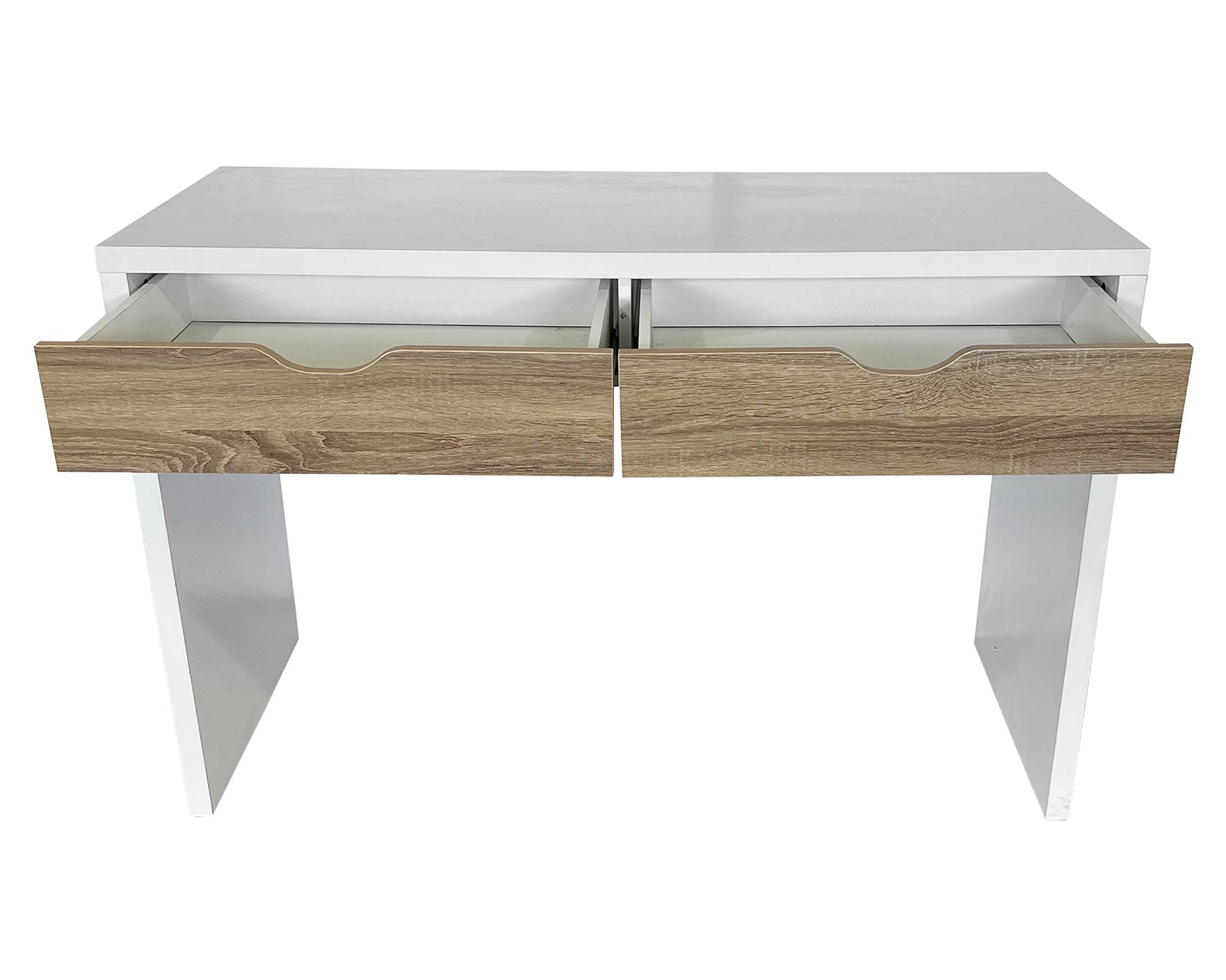Centro trabajo 2 personas Reine blanco/natural 140x180x45 cm-4