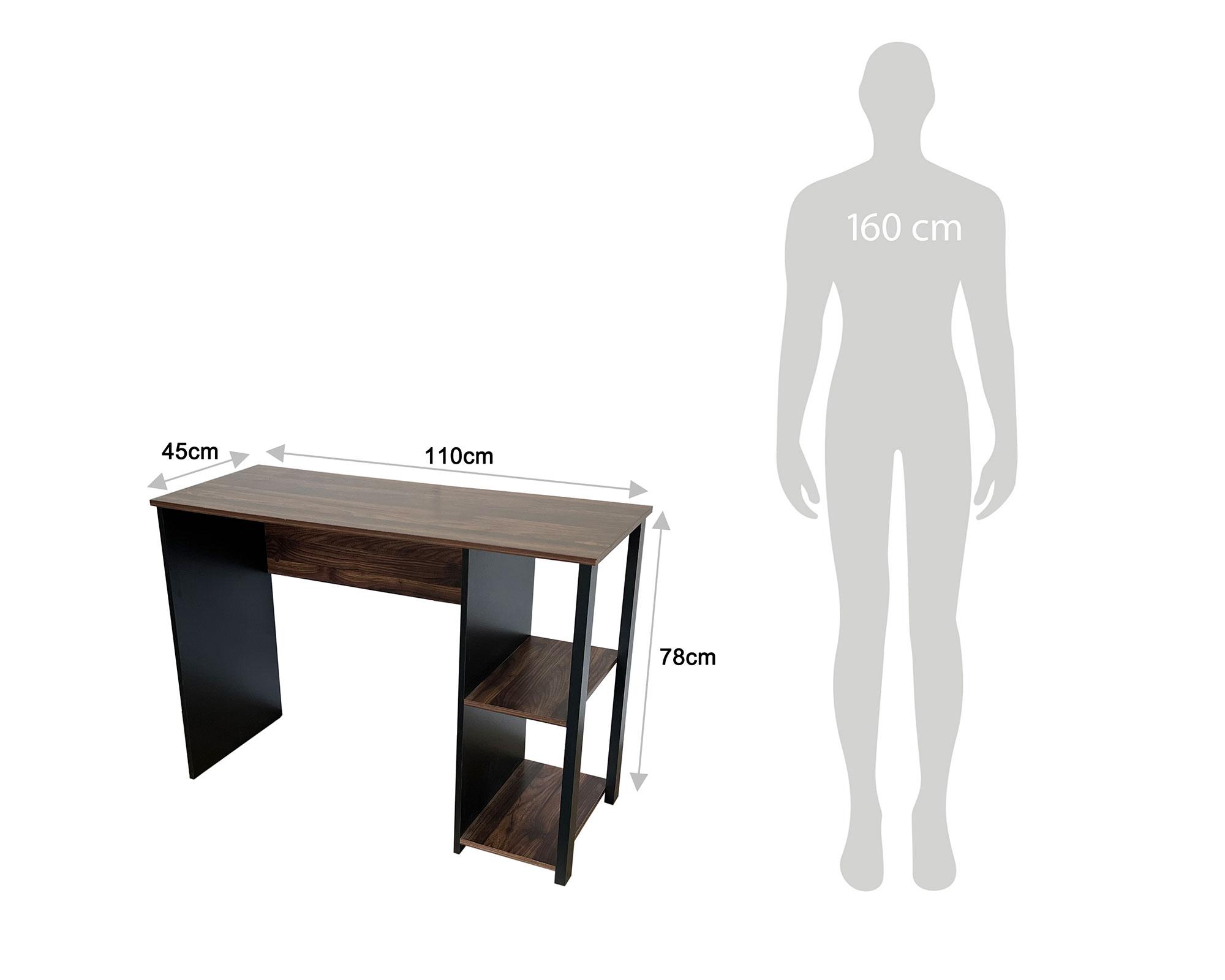 Escritorio Megaro walnut/negro 78x110x45 cm-3