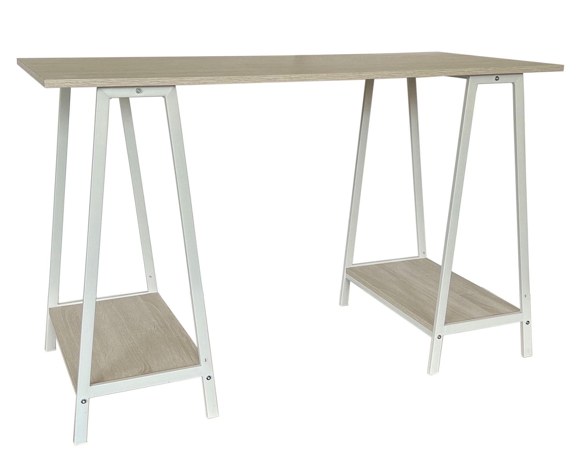 Escritorio Ajax blanco/natural 75x120x55 cm-2