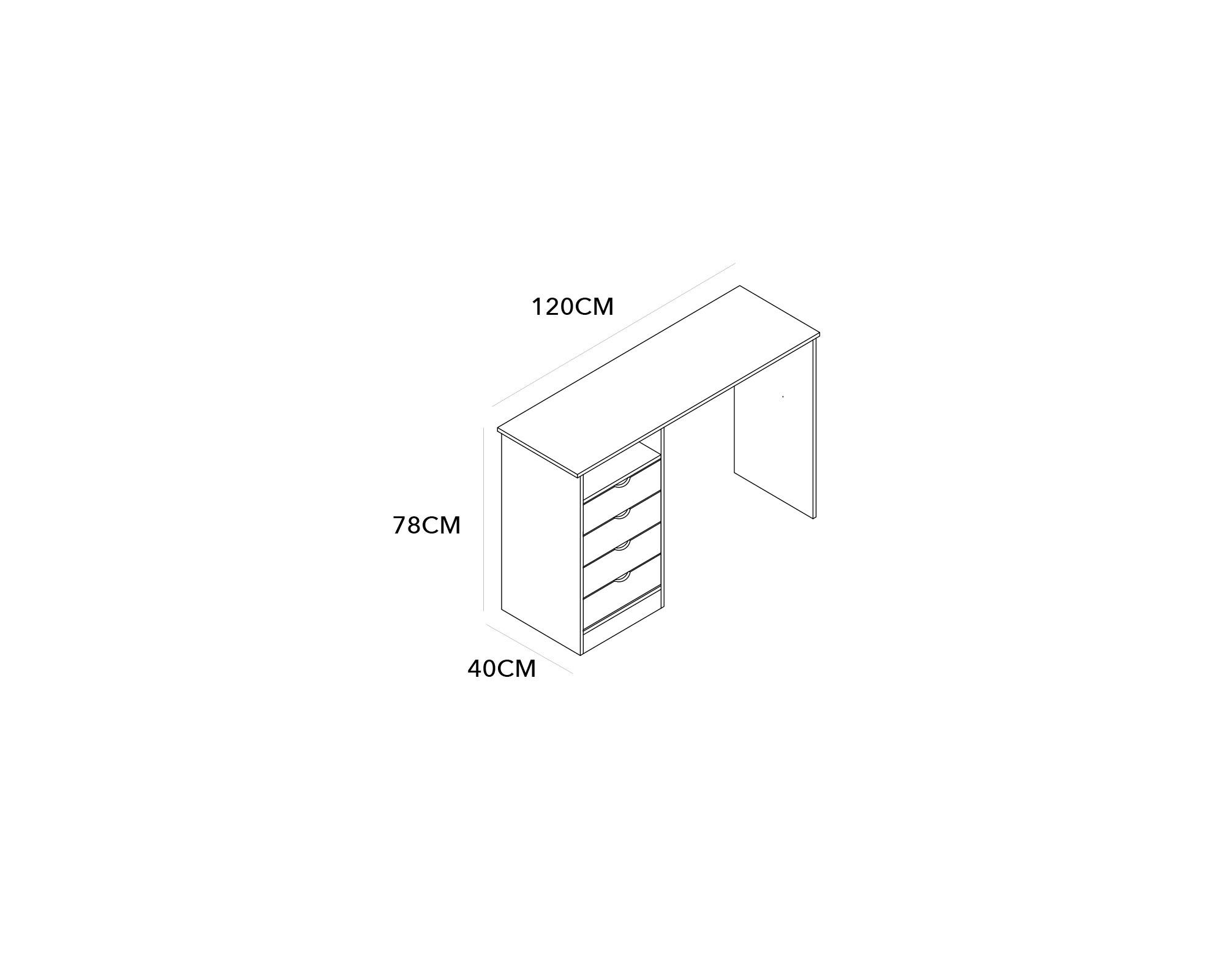 Escritorio blanco 78x120x40 cm 4 cajones-5