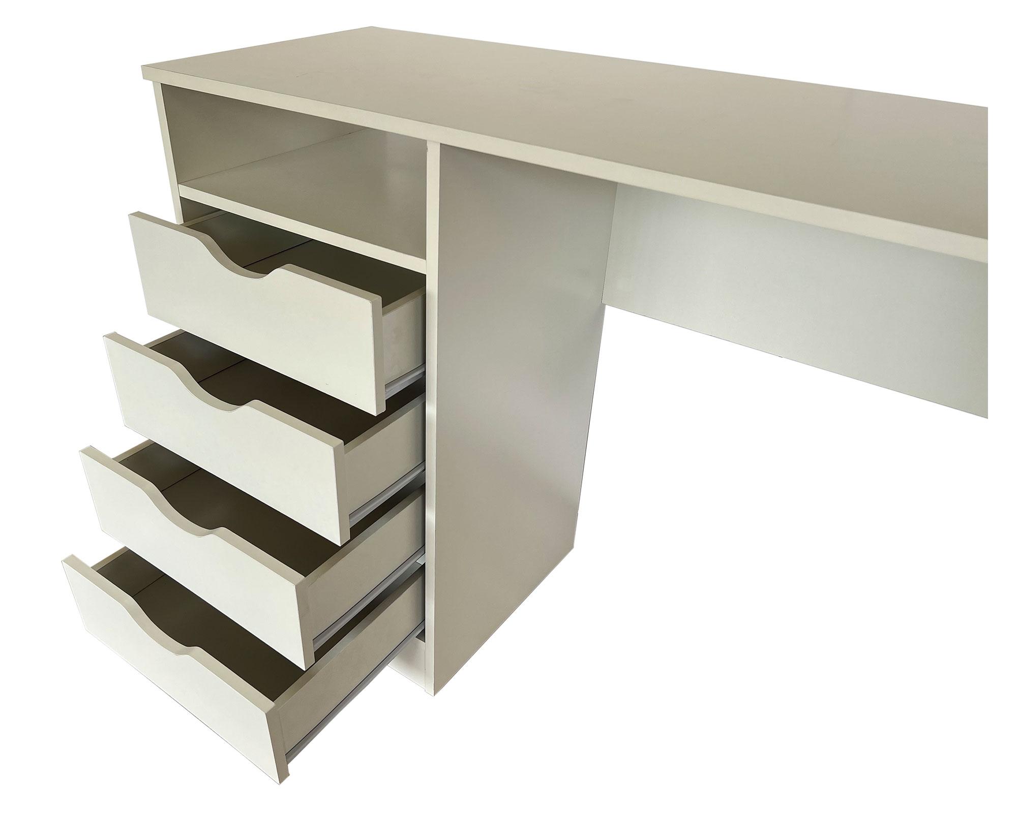 Escritorio blanco 78x120x40 cm 4 cajones-4
