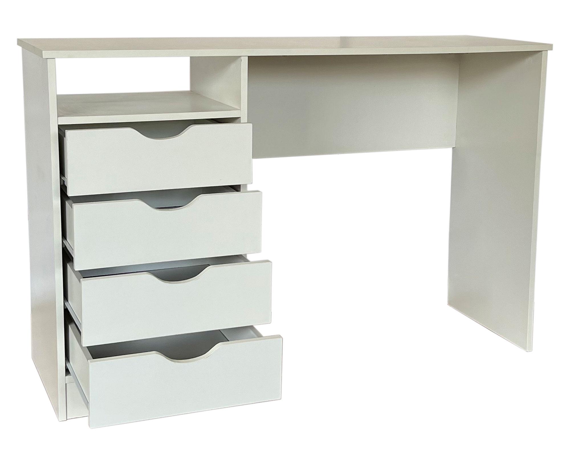 Escritorio blanco 78x120x40 cm 4 cajones-2
