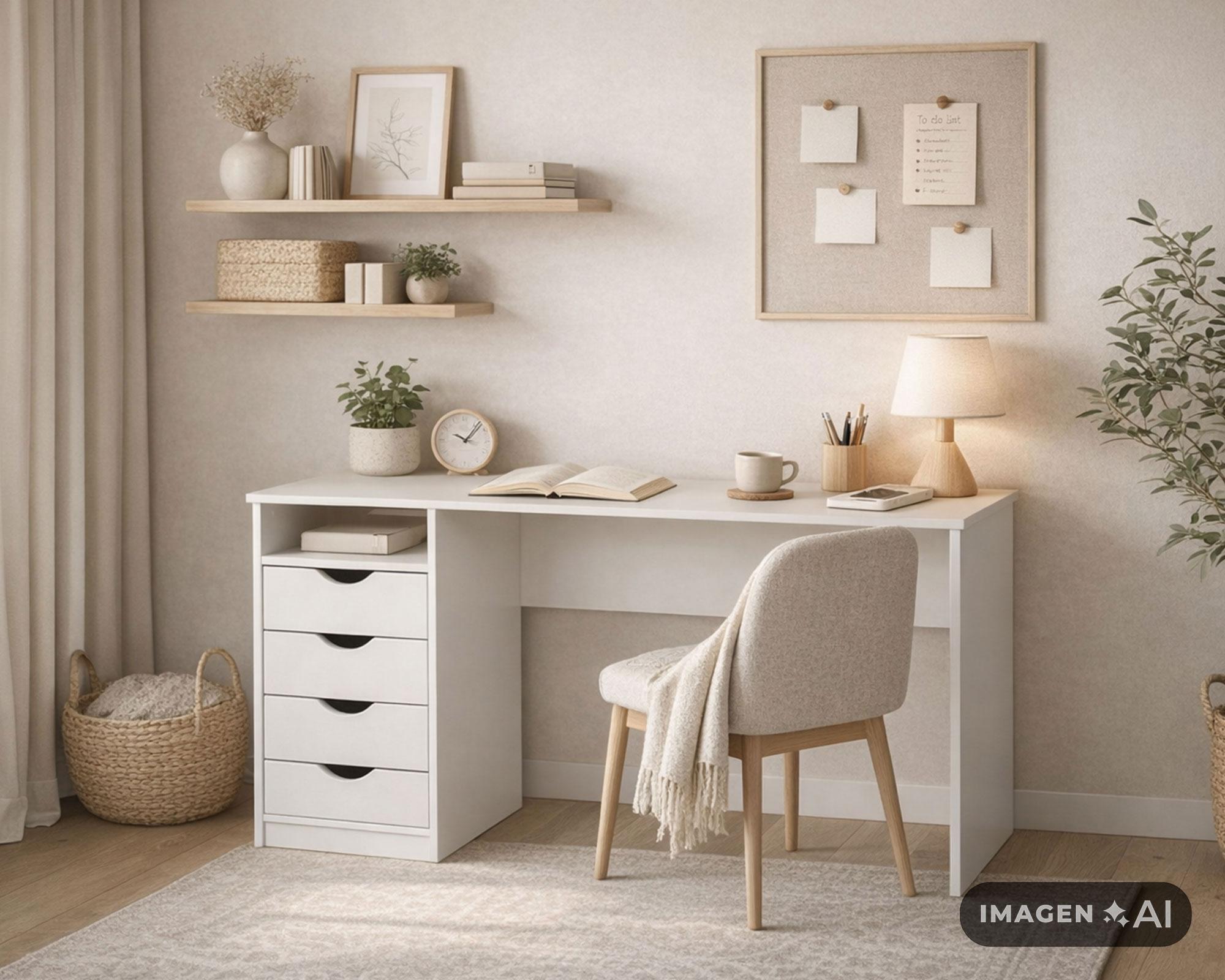 Escritorio blanco 78x120x40 cm 4 cajones-5