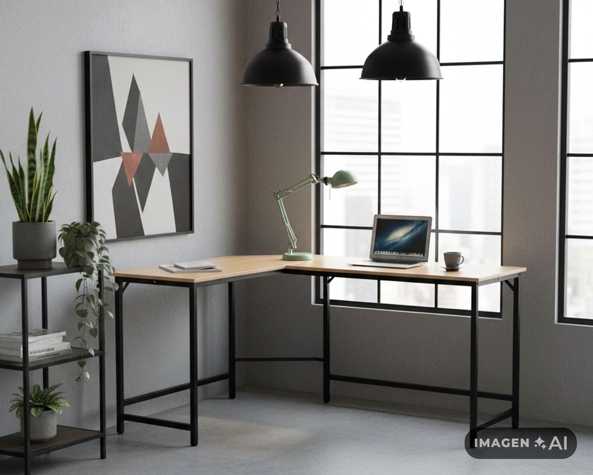 Escritorio esquinero Anela natural/negro-4