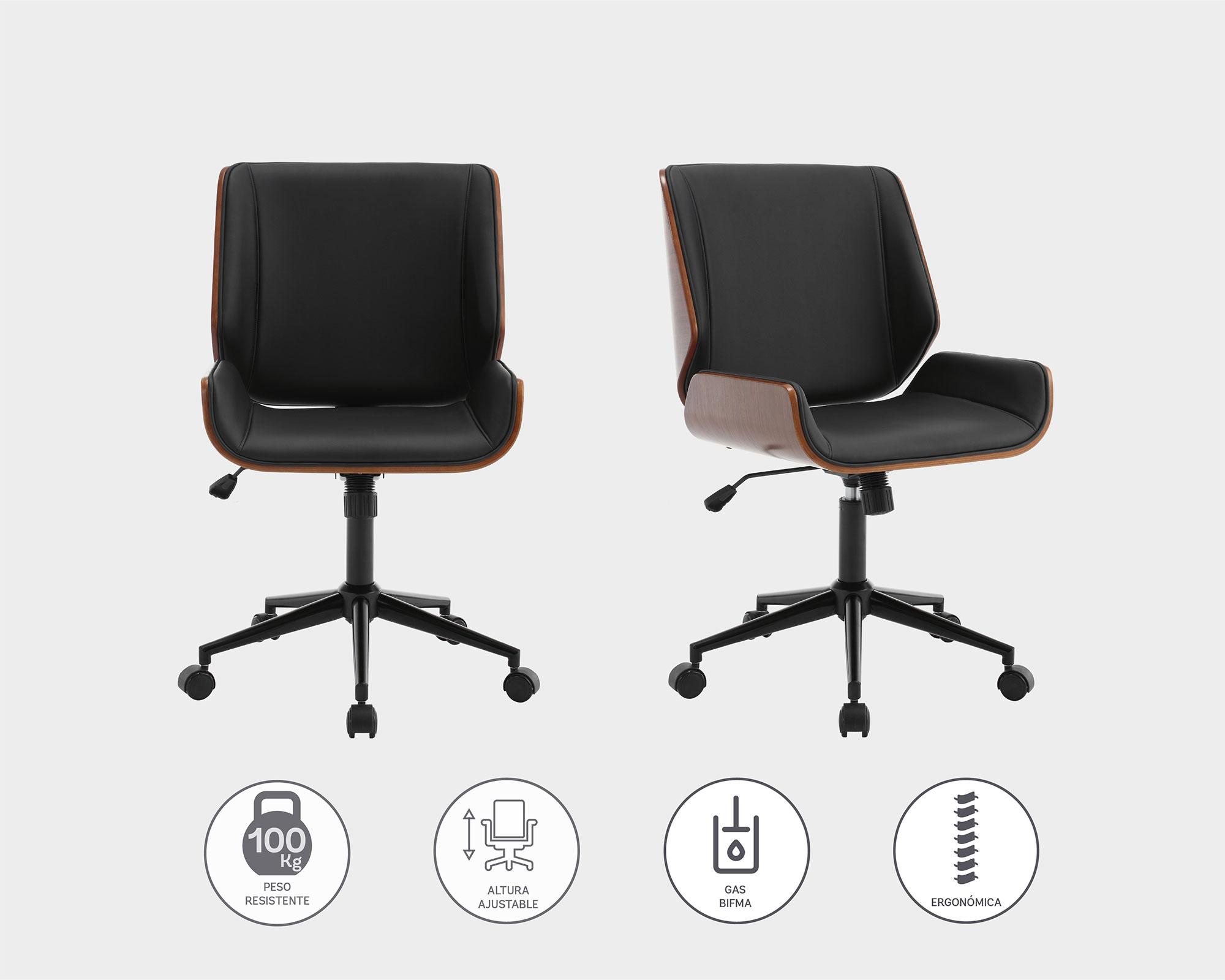 Silla ejecutiva Bosco 89x60x52 cm negro/café-1