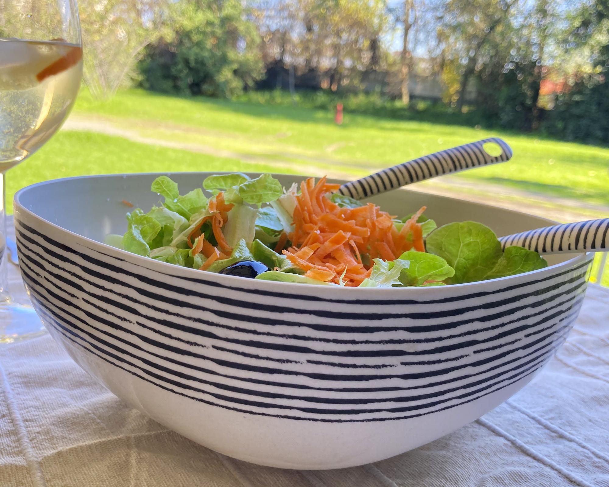 Cuchara y tenedor ensaladera bio Rayas-1