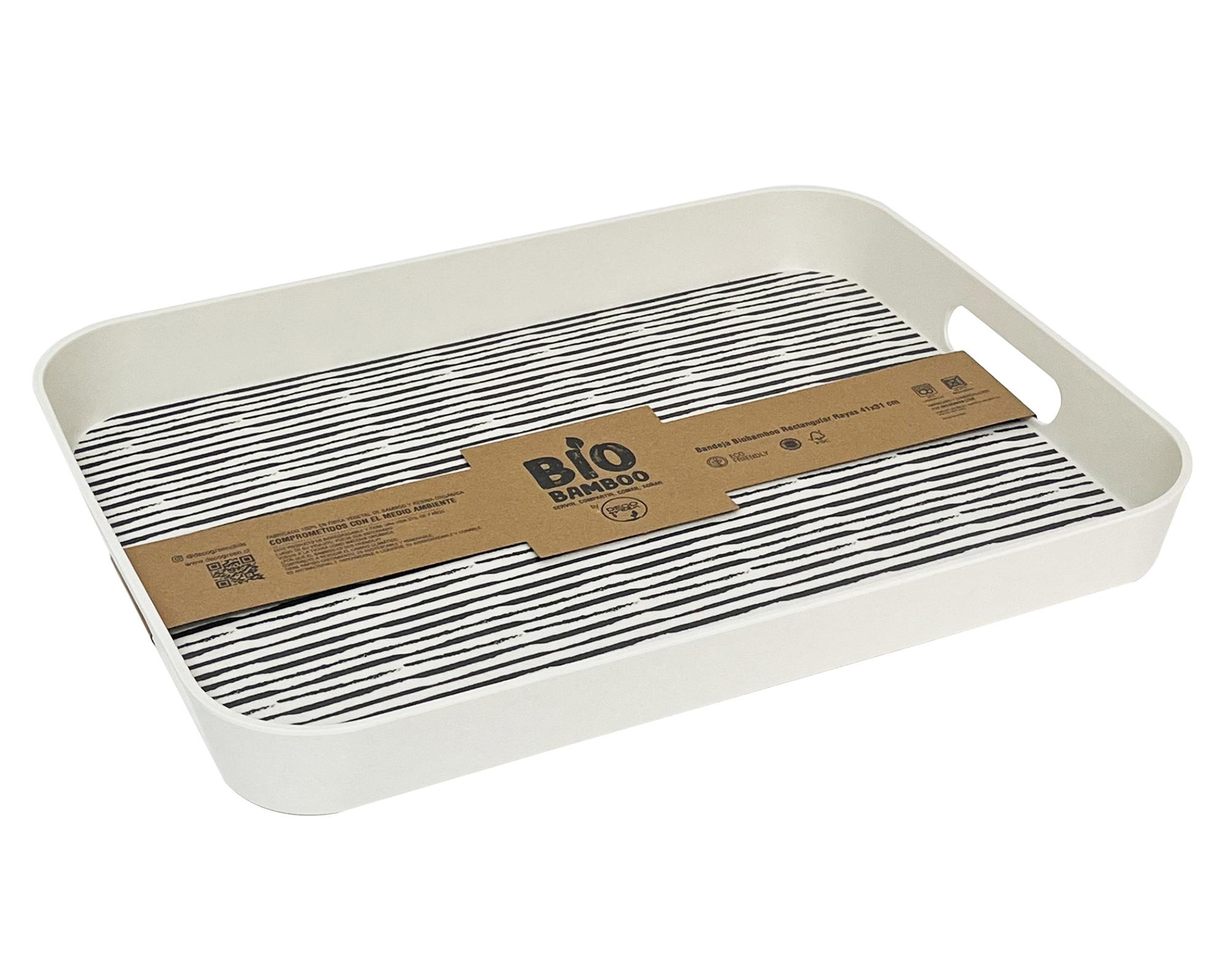 Bandeja rectangular Biobamboo Rayas-1